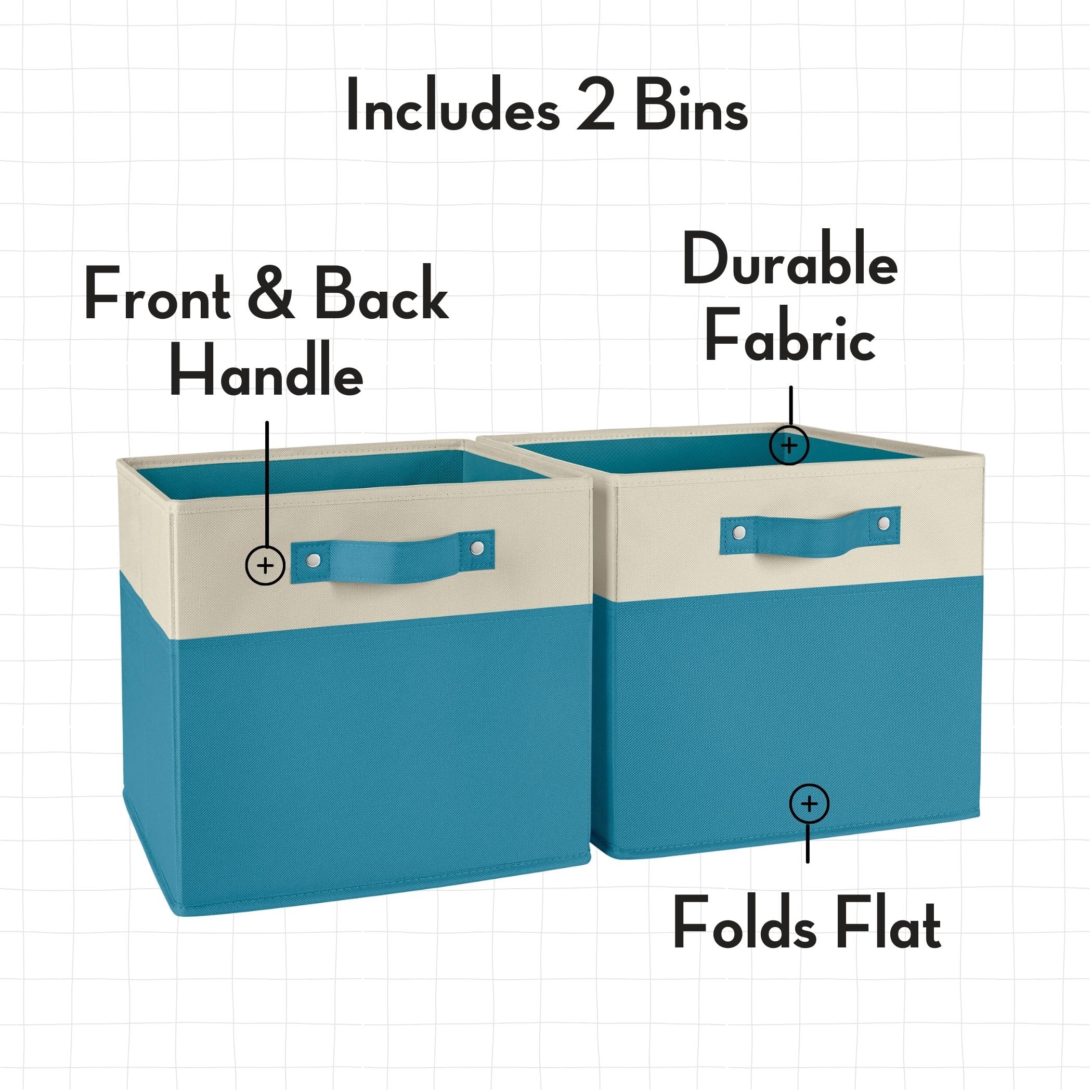 RiverRidge Kids Study Desk and Chair Set with Storage Cubbies, Drawer & Bookshelves - Adjustable Height Children's Art Table for Bedroom, Homeschool or Playroom - Includes 2 Foldable Fabric Storage Bins in Turquoise Blue