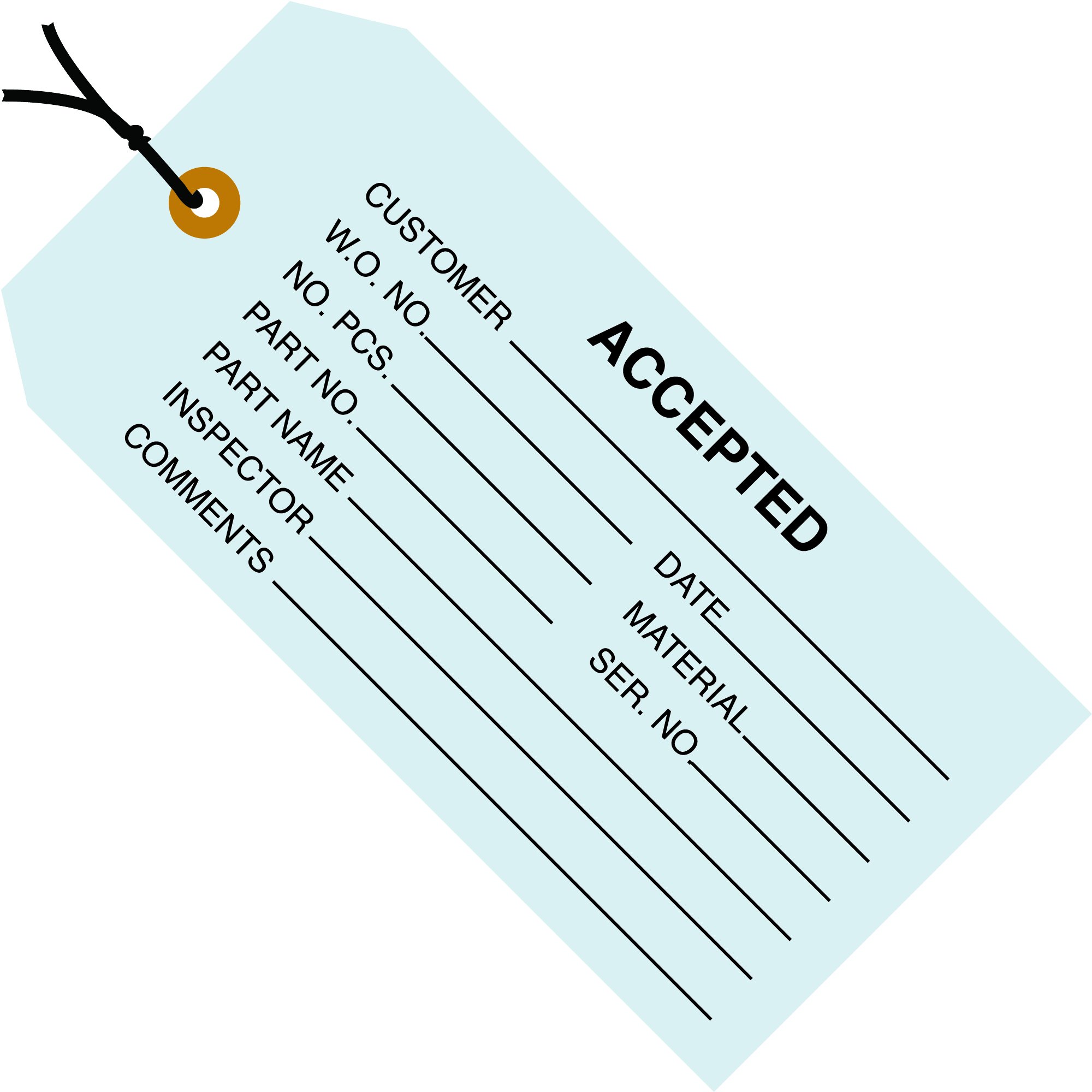 Aviditi G20012 Pre-Strung Inspection Tags - 'Accepted' Legend, 13pt Cardstock, 4.75