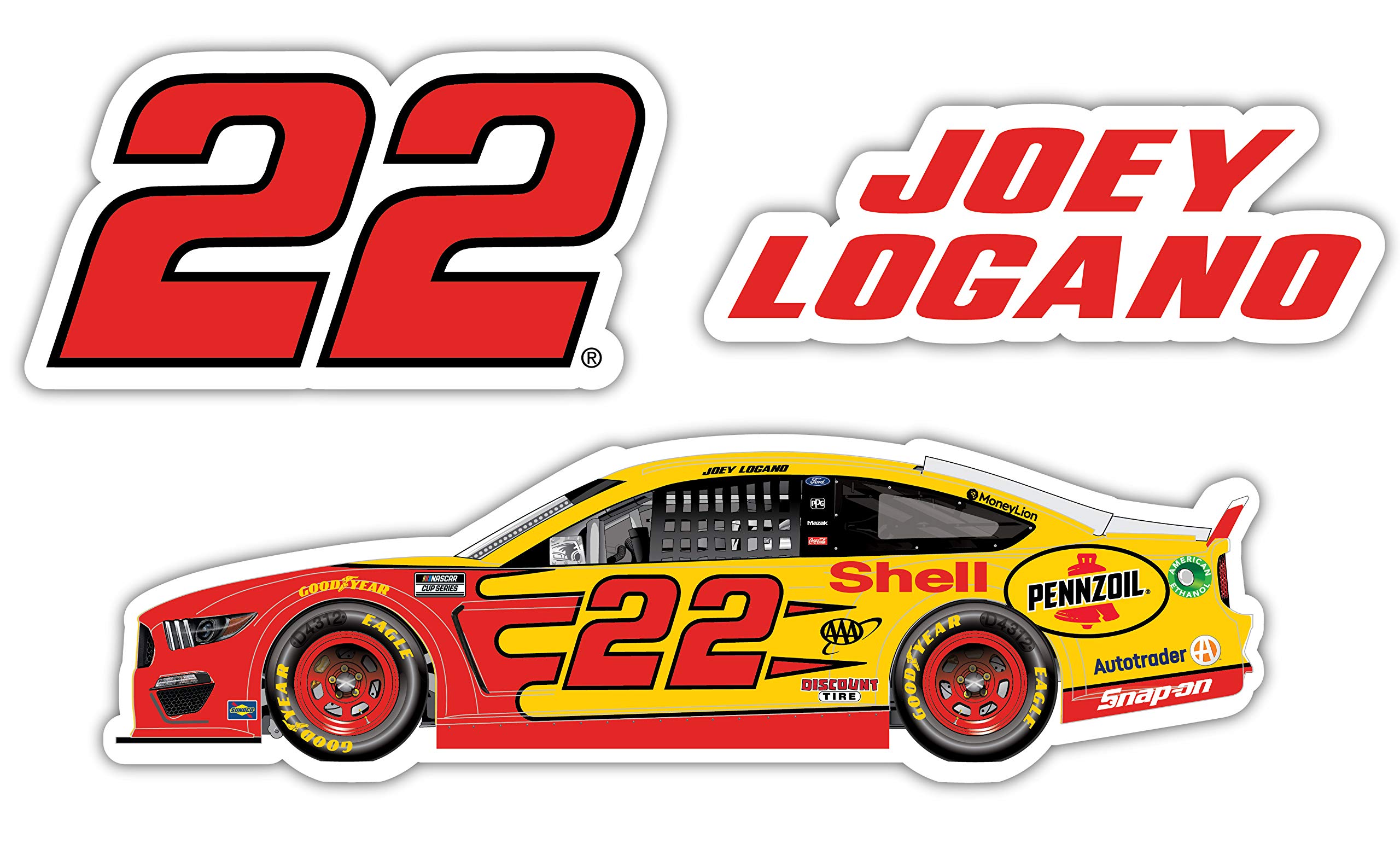 Joey Logano NASCAR #22 3-Pack Laser Cut Decal Stickers - Premium Vinyl Decals for Cars, Laptops, Windows & DIY Projects - Show Your Racing Spirit Anywhere
