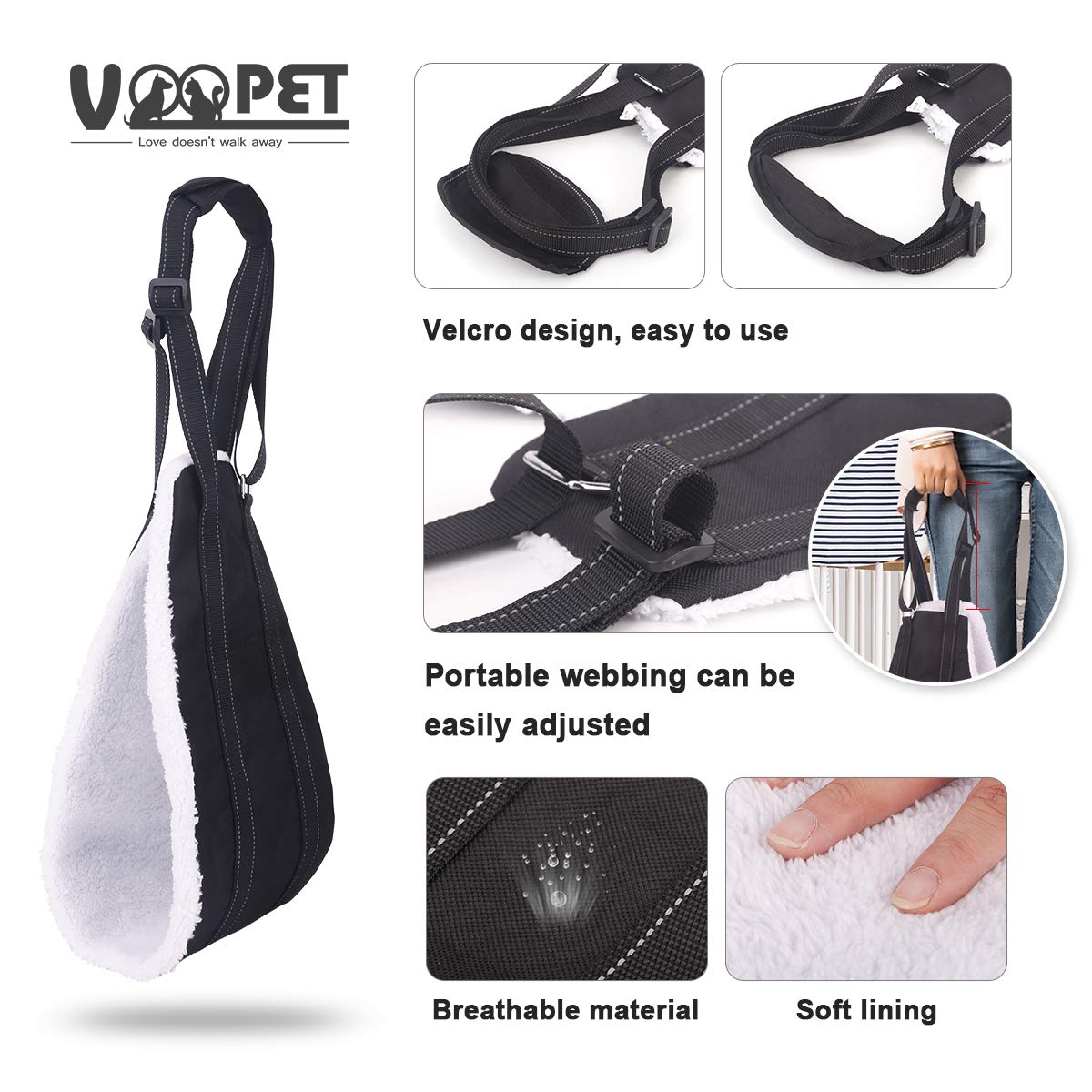 Voopet Dog Sling - Adjustable Hip Support Harness for Small, Medium & Large Dogs | Rear Leg Lift Assist for Canine Rehabilitation & Mobility Aid | Perfect for Post-Surgery Recovery, Arthritis Support & Elderly Dogs