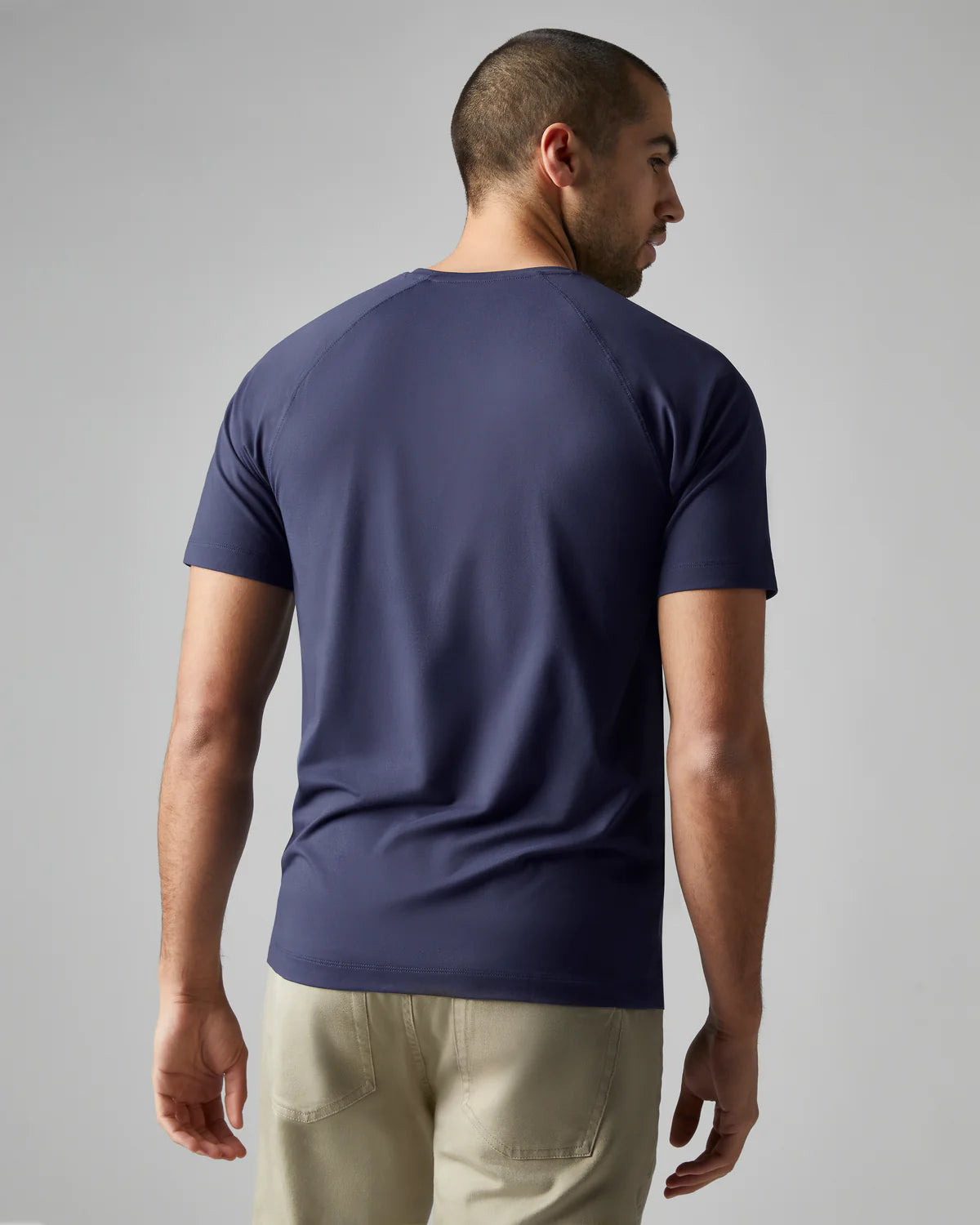 Rhone Men's Reign Trim Fit T-Shirt - Moisture Wicking, Breathable Performance Tee for Gym & Casual Wear - Navy Blue