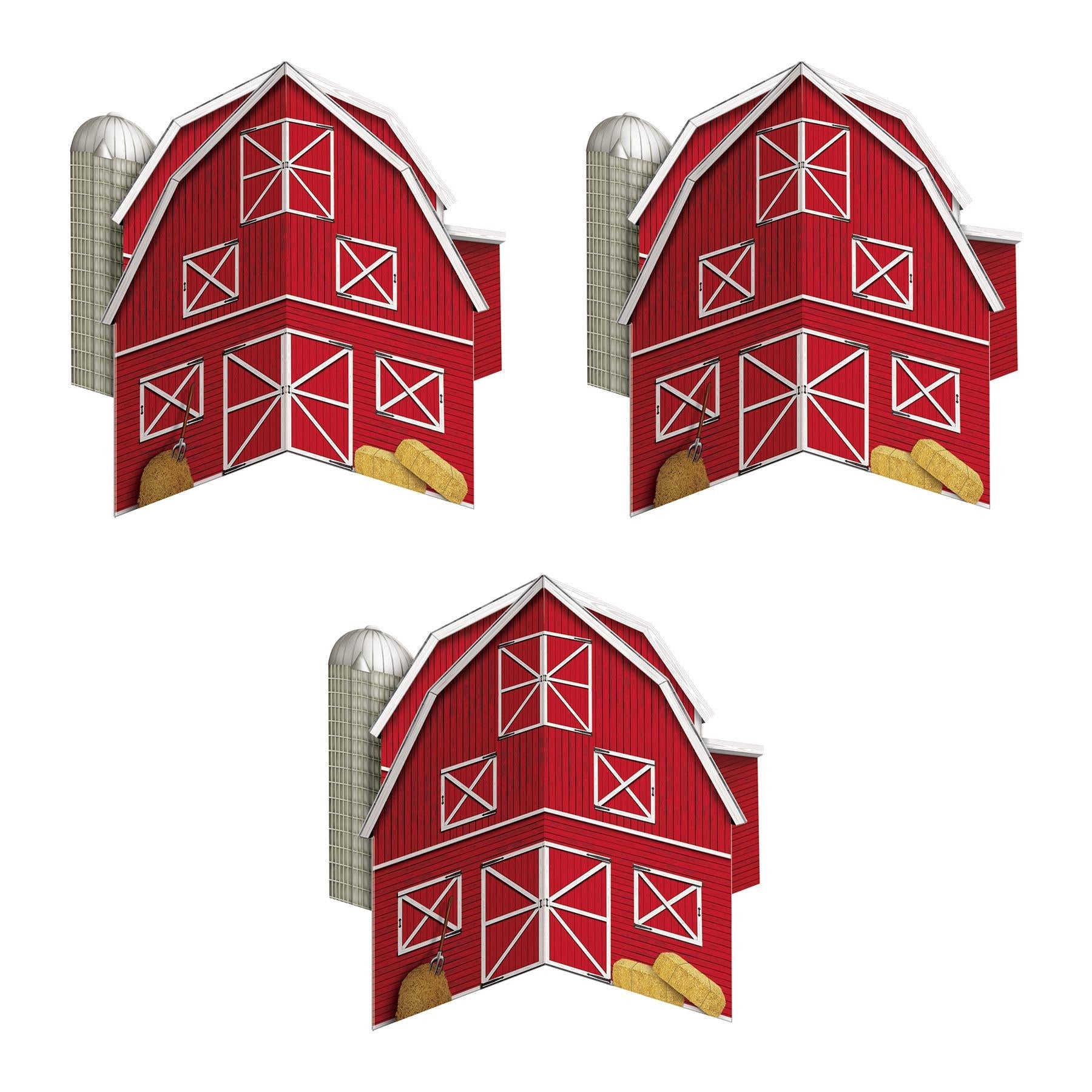 12 Pack Beistle 3D Barn Party Centerpieces - Farm Theme Table Decorations for Birthday, Wedding, Baby Shower & Country Themed Events