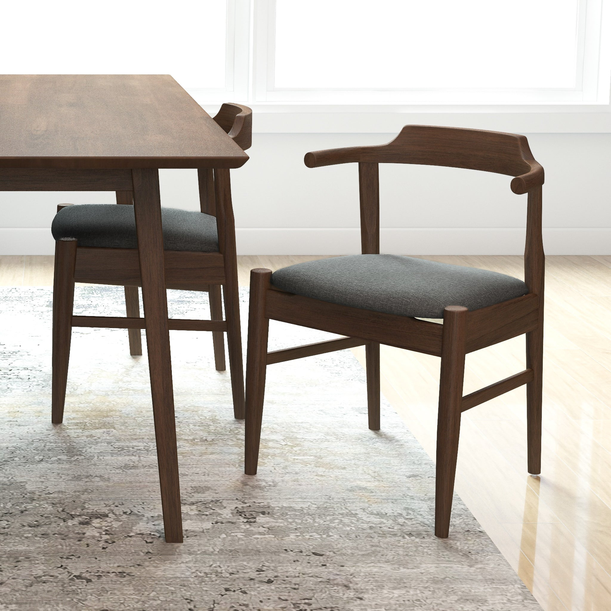 Daisy Gray Fabric Dining Chairs (Set of 2) - Modern Upholstered Side Chairs for Kitchen, Dining Room, and Breakfast Nook - Comfortable & Stylish Seating for Home Decor