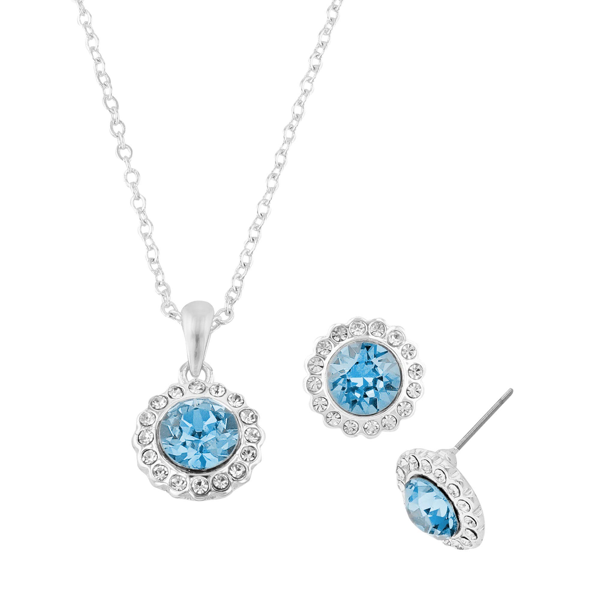 100-Piece Women's Fashion Jewelry Set - Swarovski Crystal Halo Flower Pendant & Earrings Collection | Perfect for Parties, Weddings & Special Occasions