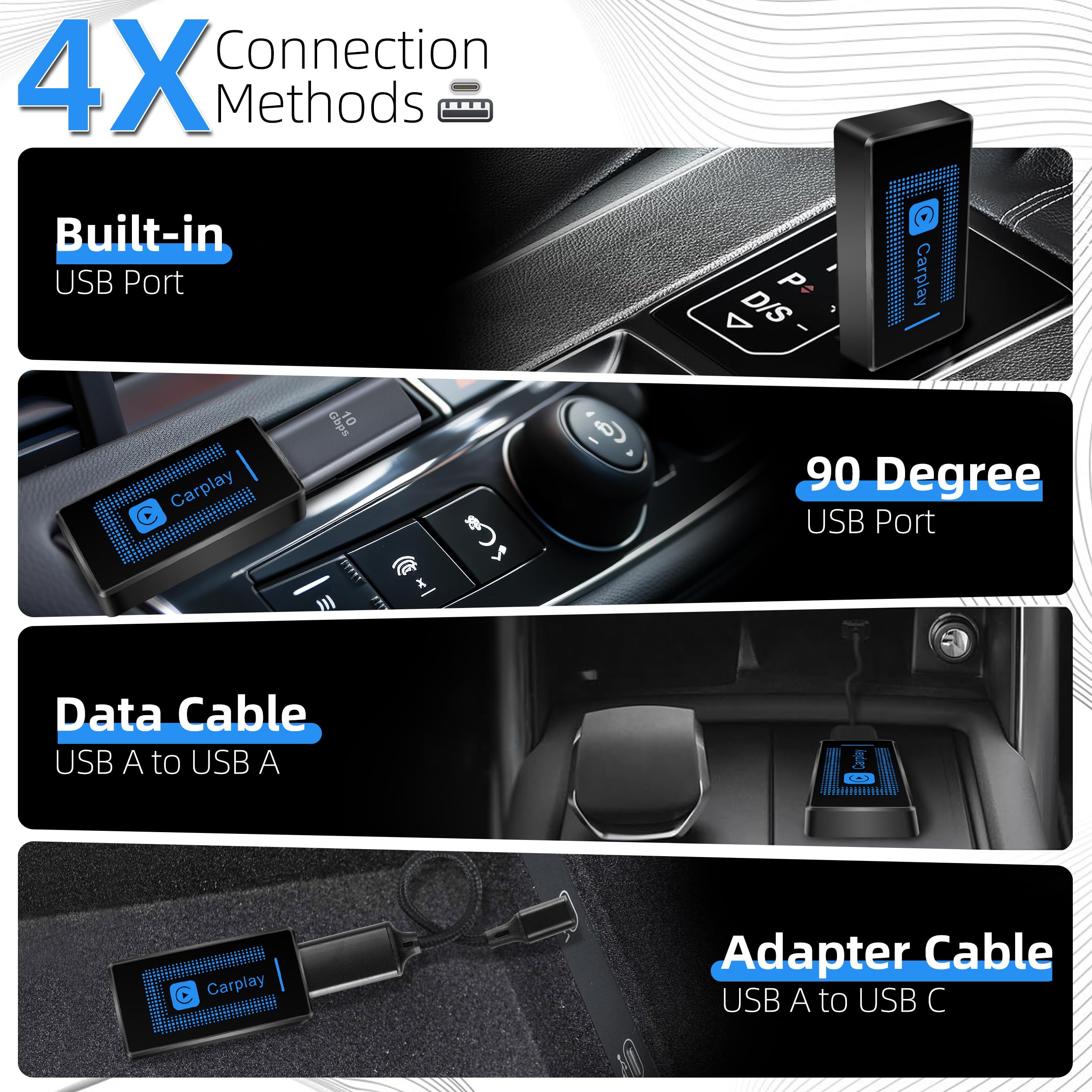 2024 Upgraded Wireless CarPlay Adapter for iPhone - Plug & Play USB CarPlay Dongle - Compatible with 2016+ Cars & iOS 10+ iPhones (CLZ121-1) - Perfect for Hands-Free Driving, Music Streaming & GPS Navigation