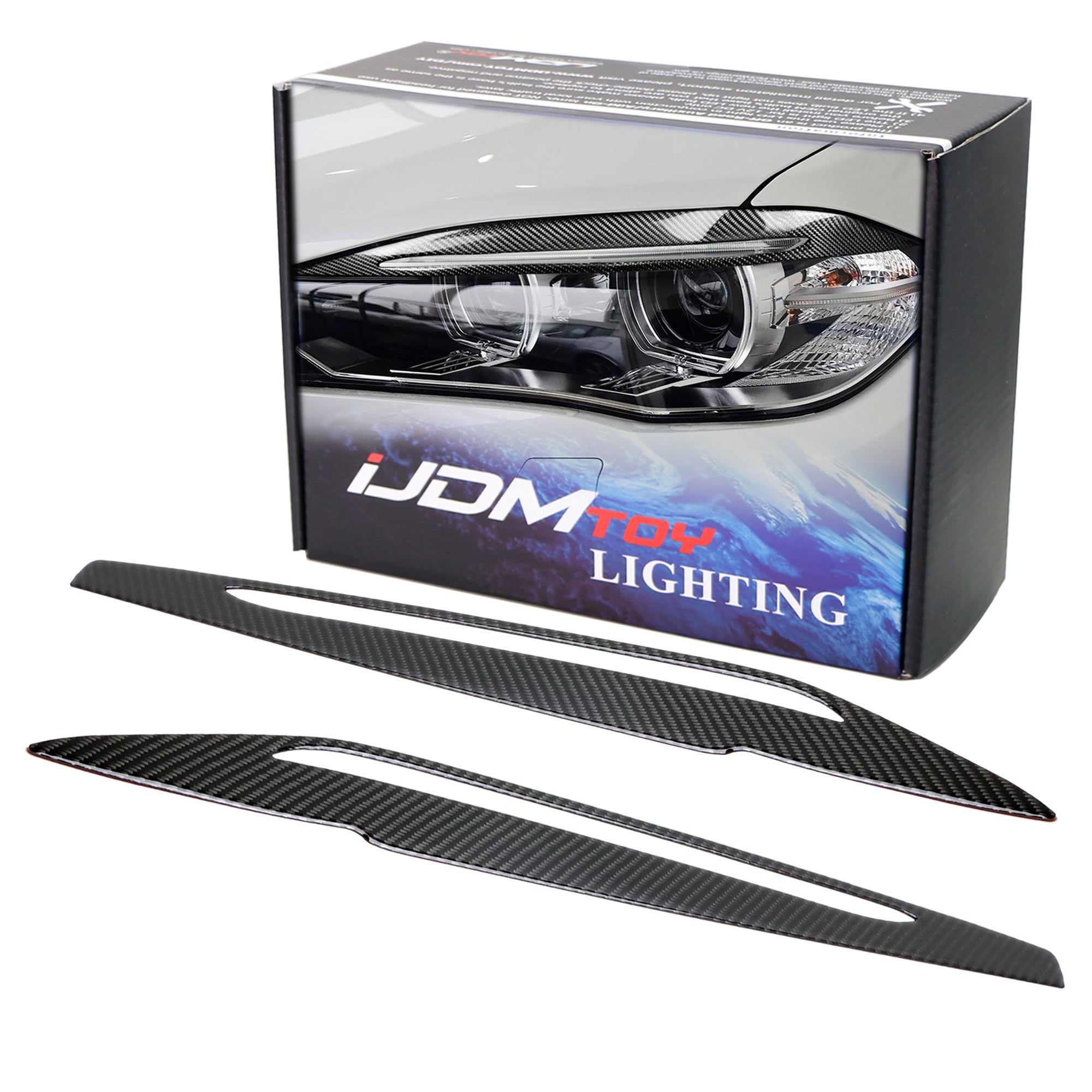 Premium Real Carbon Fiber Headlight Eyebrow Eyelid Trim for BMW F15 X5 & F16 X6 - High Gloss Black Finish - Enhances Vehicle Style & Protection - Perfect for Car Enthusiasts & Custom Builds