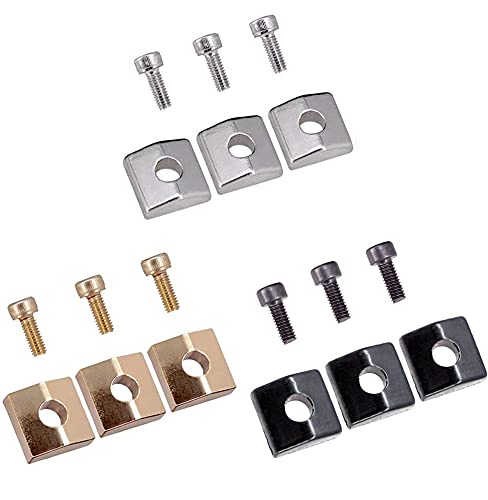 3-Piece Guitar Locking Nut Clamp Set with Screws - Black Metal String Pressure Block for Electric Guitar Tuning Stability - Perfect for Guitar Maintenance, String Changes & Professional Performances