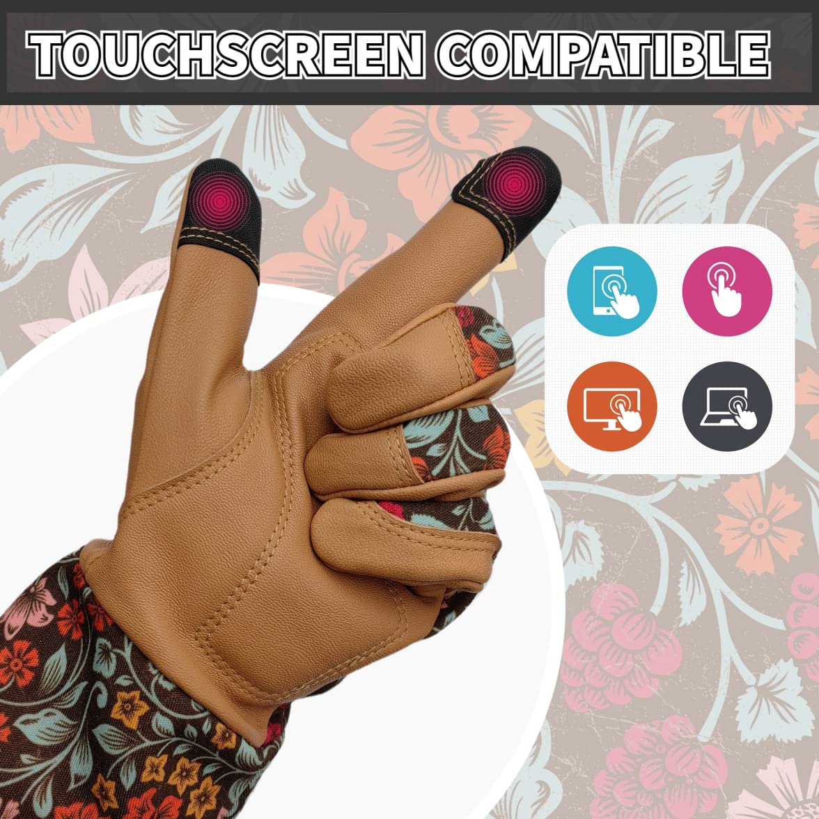 Durable Gardening Gloves with Touchscreen - Long Cuff Work Gloves for Rose Pruning & Outdoor Tasks - Perfect Gifts for Women & Men | Ideal for Landscaping, Planting & Yard Work