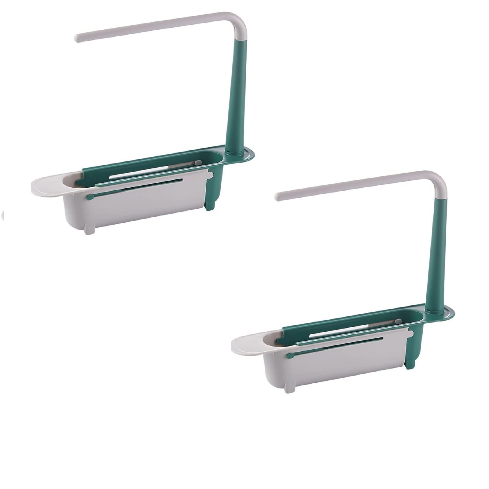 Adjustable Expandable Sink Storage Rack - Telescopic Dish Sponge & Soap Holder with Dishcloth Hanger - Durable Kitchen Drain Basket for Countertop Organization - Perfect for Small Spaces & Apartment Kitchens