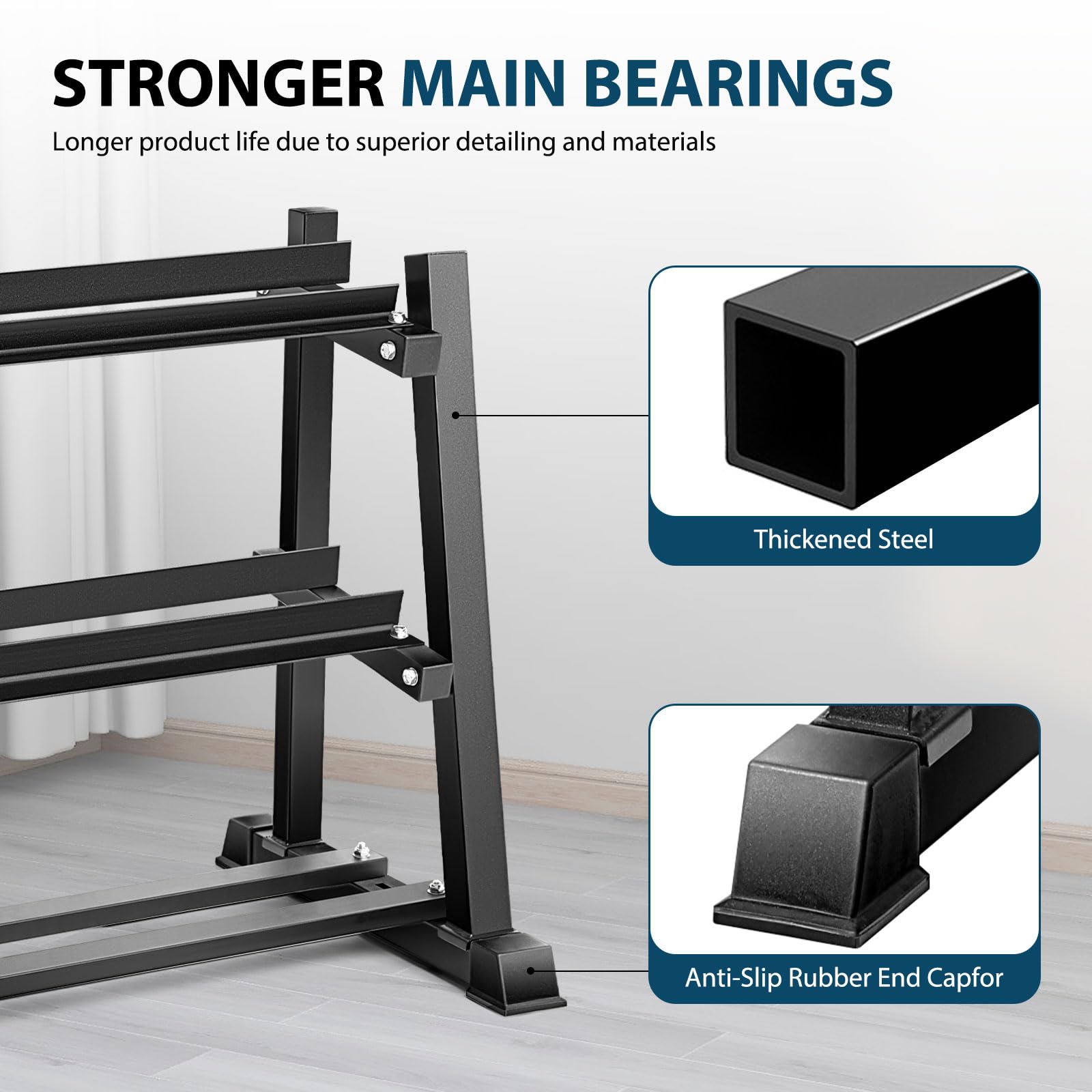 Dumbbell Rack Stand for Home Gym - Heavy Duty 1100LBS Capacity Organizer for Dumbbells, Kettlebells & Weight Plates | Perfect for Garage, Basement & Home Workout Space