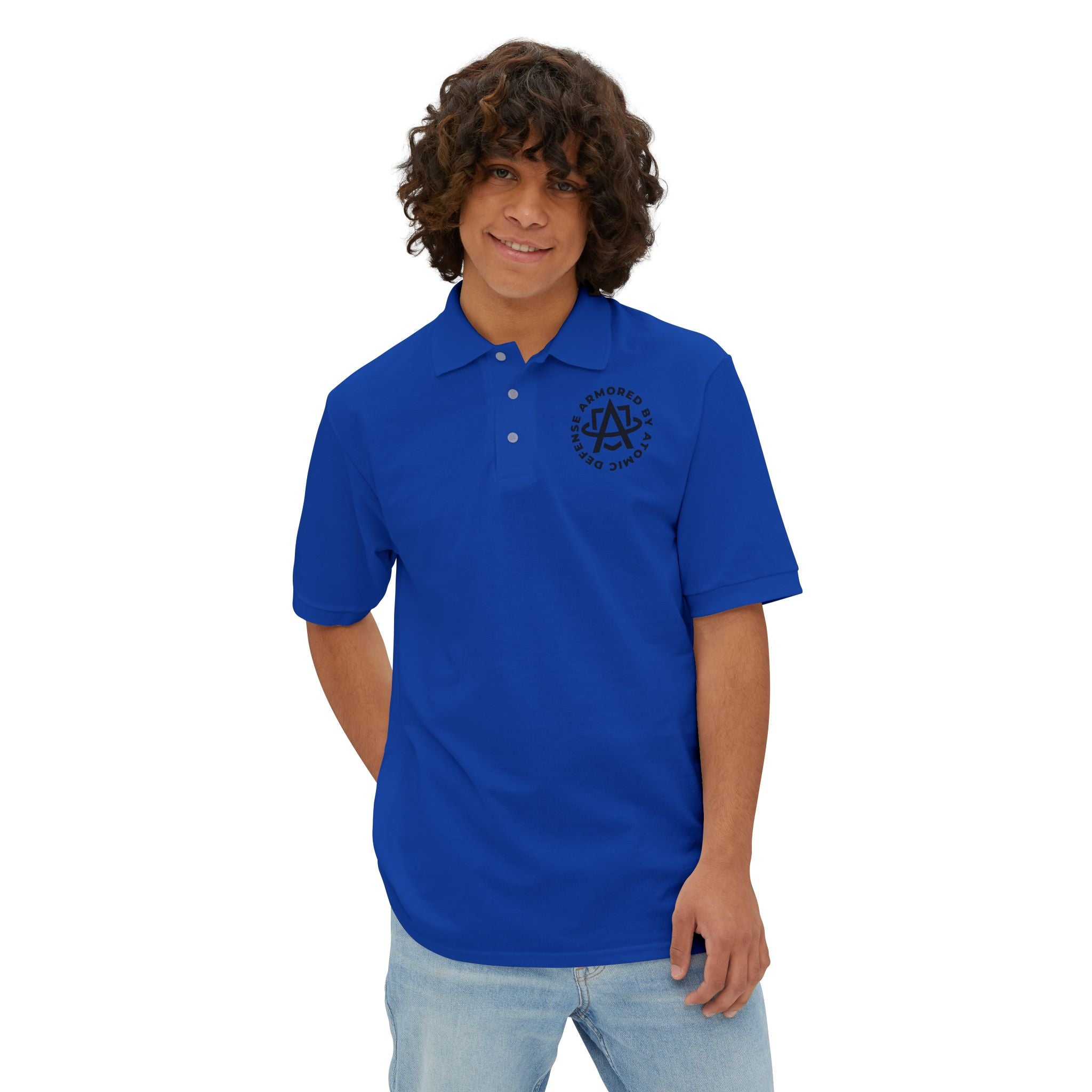 Atomic Defense Men's Performance Piqué Polo Shirt - Moisture Wicking, Breathable & Comfortable for Golf, Tennis & Casual Wear