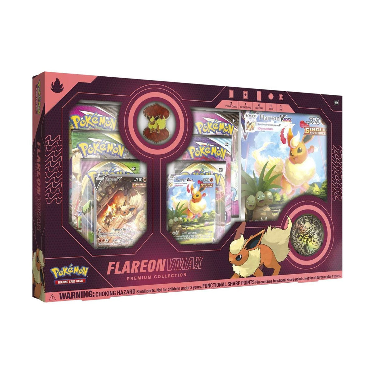 Pokémon Flareon VMAX Premium Collection Box - Exclusive Trading Cards & Collectibles for Pokémon Fans | Perfect for Battles, Gifts & Display