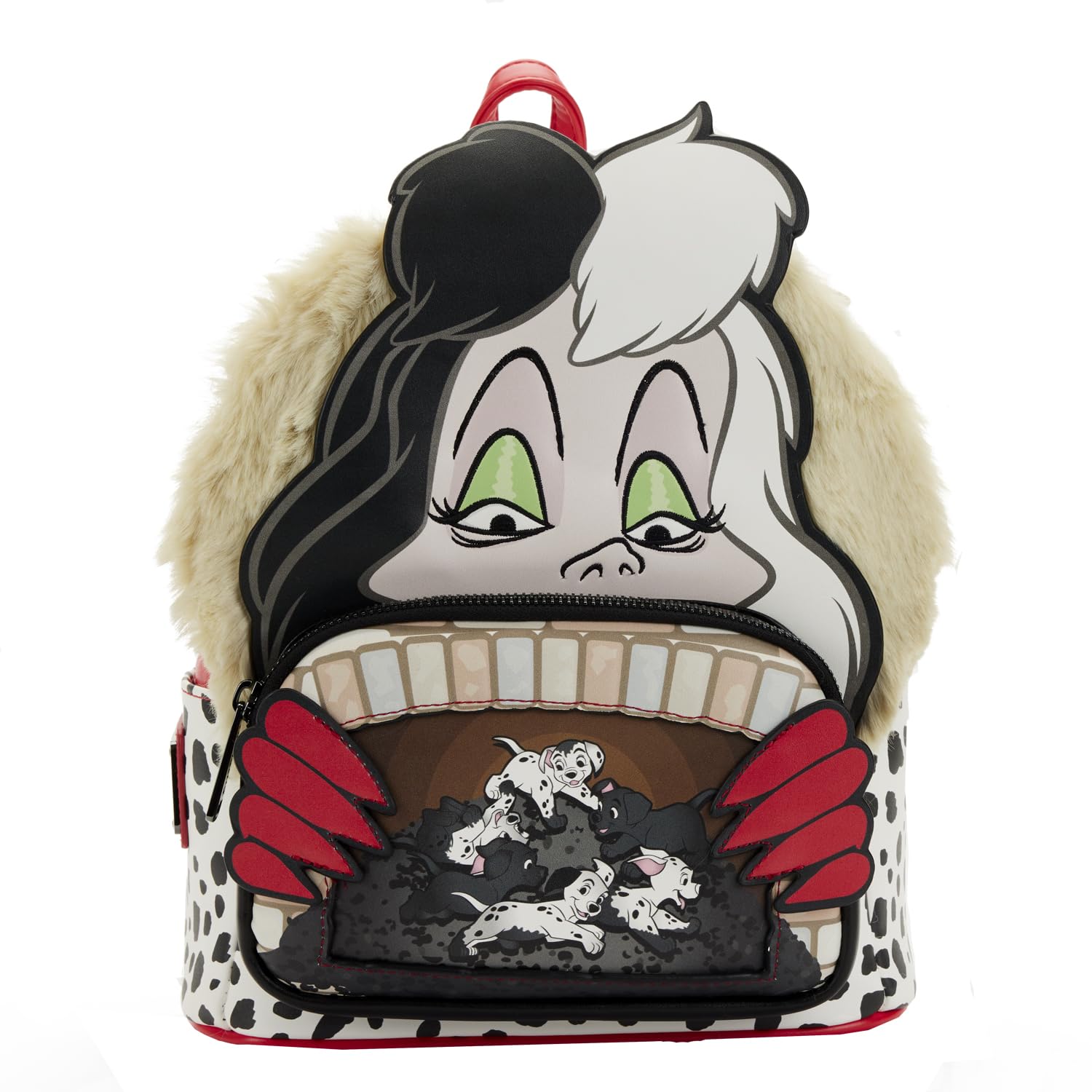 Loungefly Disney 101 Dalmatians Villains Scene Cruella Mini Backpack - Cute Small Shoulder Bag for Women, Girls | Perfect for Disney Fans, Cosplay, Theme Parks & Daily Use