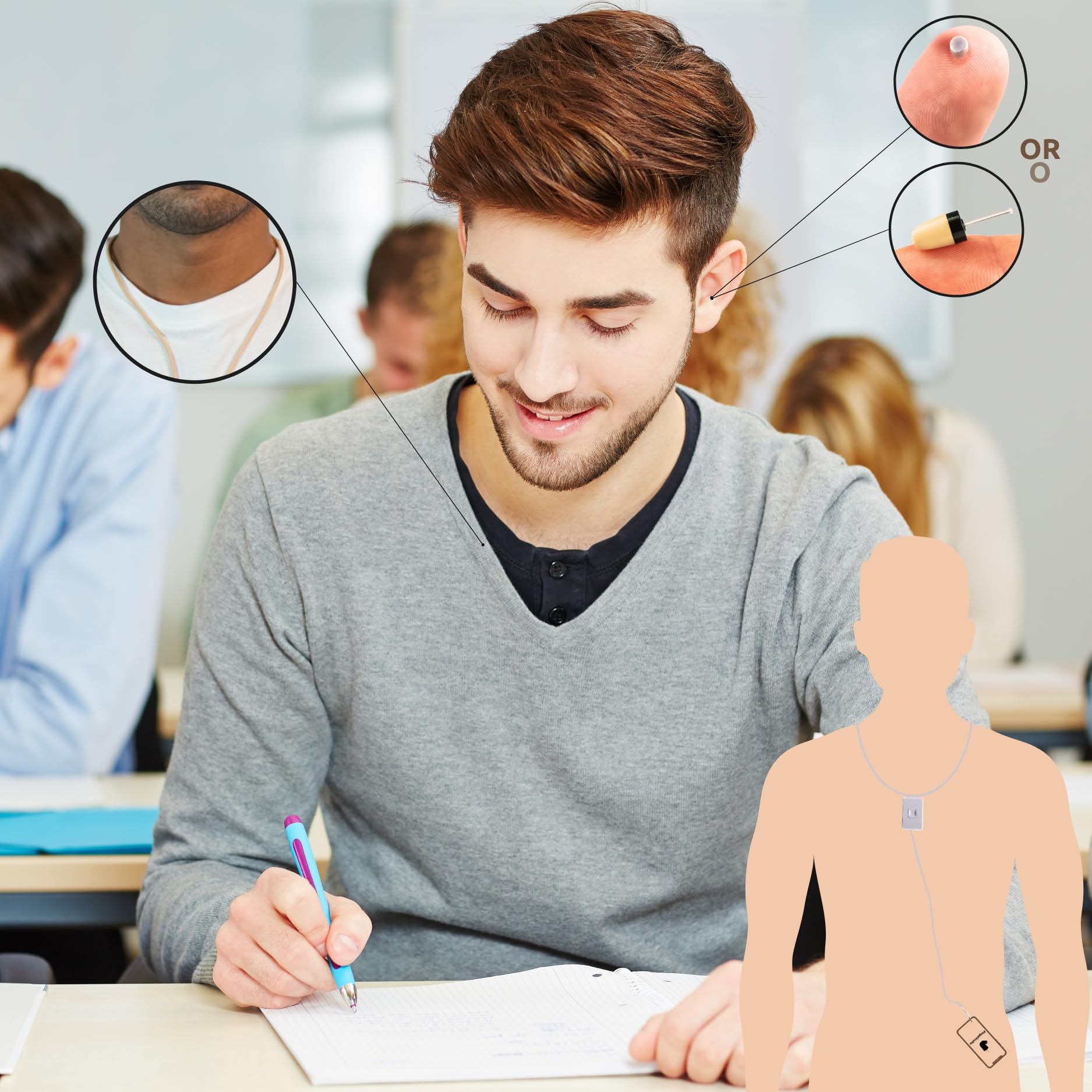 PingaOculto Spy Earpiece Wireless Earphones - Invisible Hidden Mini Headset with Microphone for Exams, Meetings & Covert Listening | Nano V3 + VIP Pro SuperMini Secret Communication Device