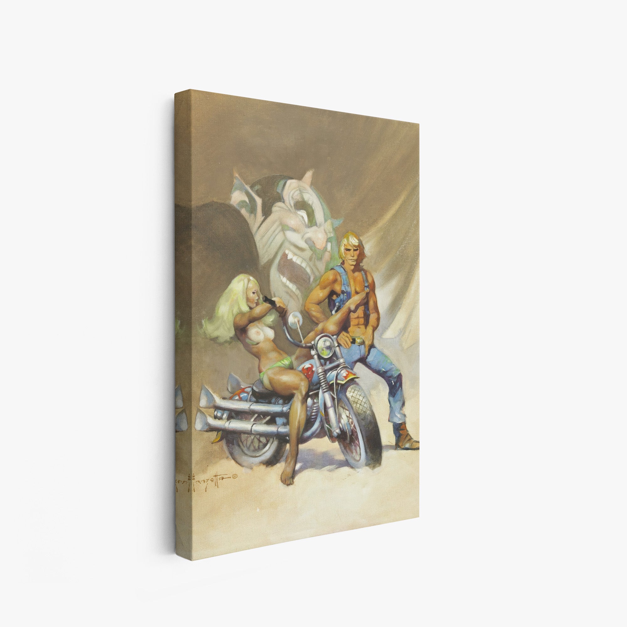 Devil Rider Canvas Wall Art - Gothic Home Decor for Living Room, Bedroom & Office - Stretched Canvas Print Ready to Hang