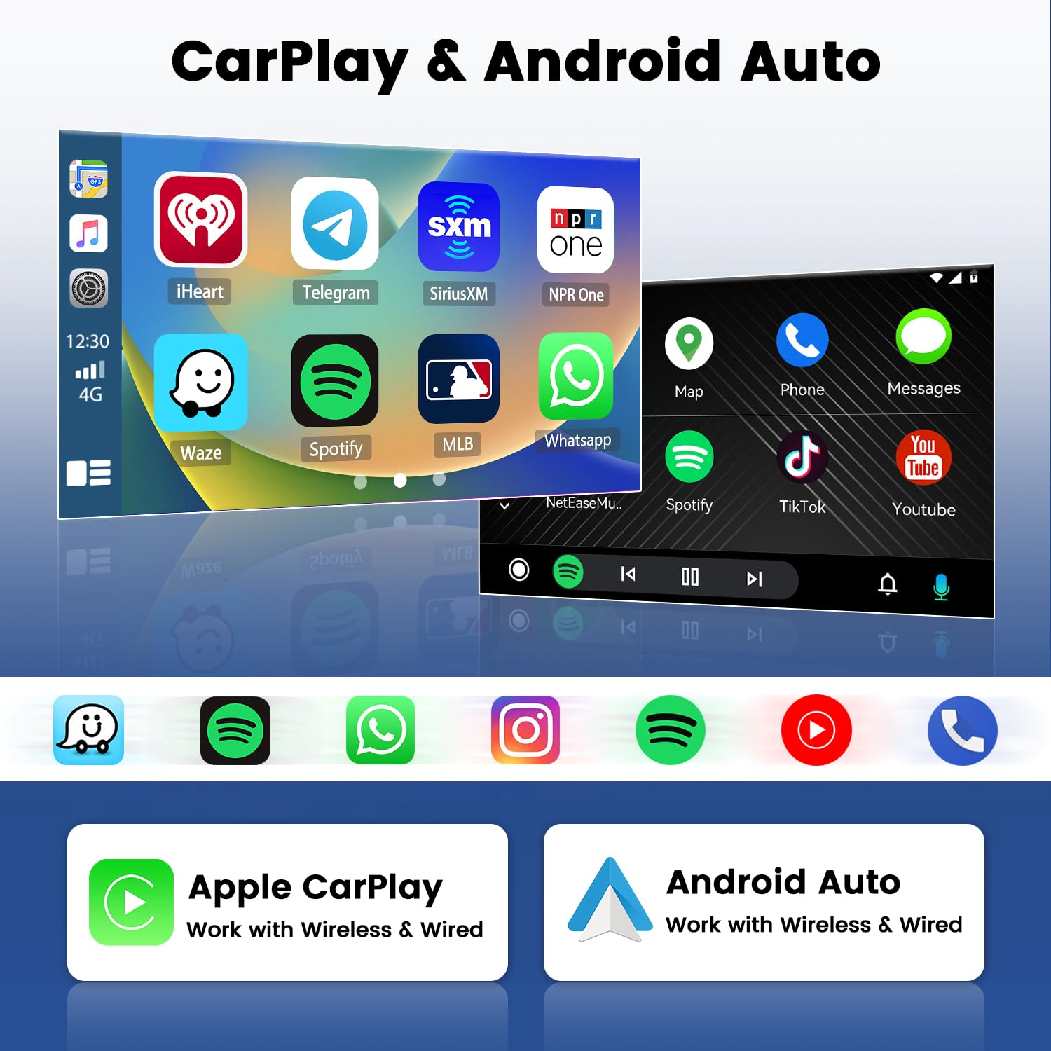 2+64GB Hikity Android 13 Wireless CarPlay Stereo for Fiat 500 2007-2015 - 9 Inch HD Touchscreen Car Radio with Android Auto, GPS Navigation, Bluetooth, FM RDS & Backup Camera - Perfect for Road Trips & Daily Commuting