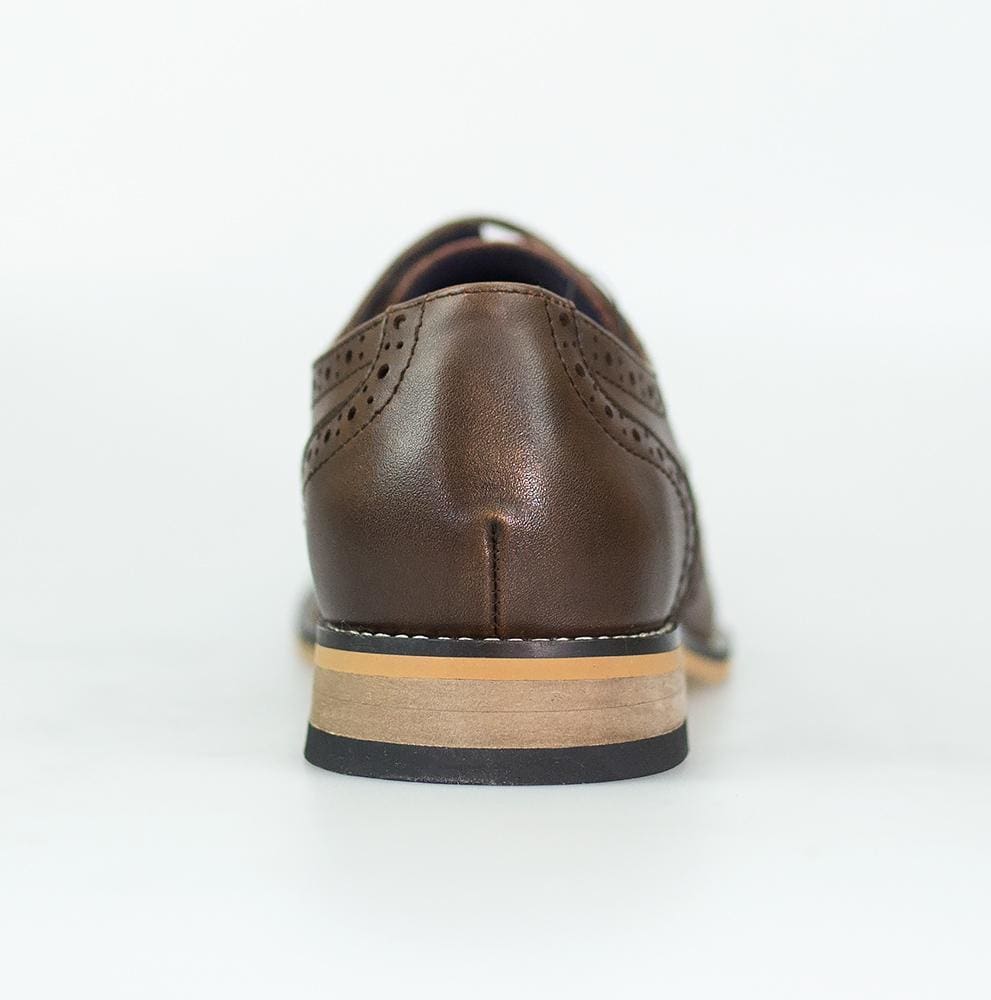 Cavani Horatio Brown Tweed Brogue Shoes for Men | Classic Oxford Dress Shoes | Perfect for Business, Weddings & Formal Occasions