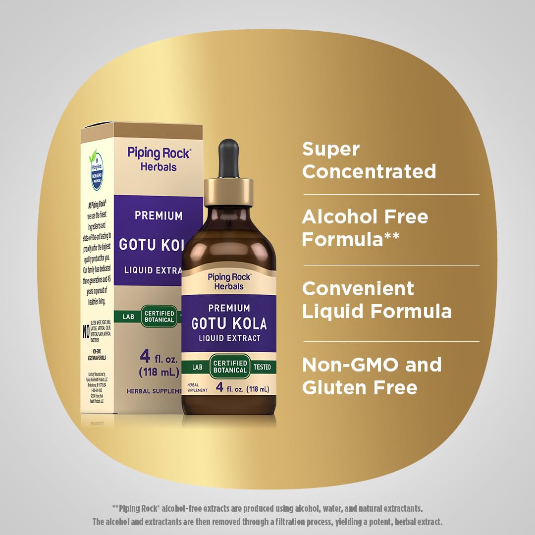 Premium Gotu Kola Extract Liquid Supplement - 4 Fl Oz | Alcohol-Free, Non-GMO, Gluten Free, Vegetarian Formula | Supports Memory, Circulation & Skin Health | Perfect for Daily Wellness Routine & Herbal Remedies