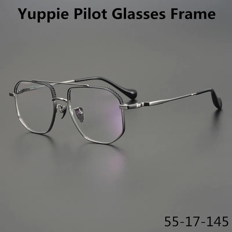 Aimee Unisex Full Rim Square Double Bridge Titanium Acetate Eyeglasses Frame 1350 - Lightweight Durable Glasses for Work, Reading & Fashion