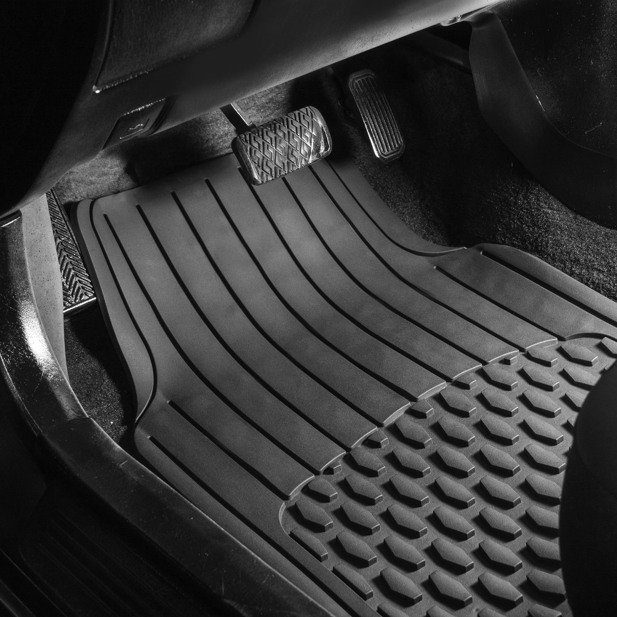 TLH 4-Piece All-Weather Car Floor Mats - Durable Vinyl, Trimmable Design, Gray Color - Perfect for SUVs, Trucks & Sedans - Waterproof & Easy to Clean