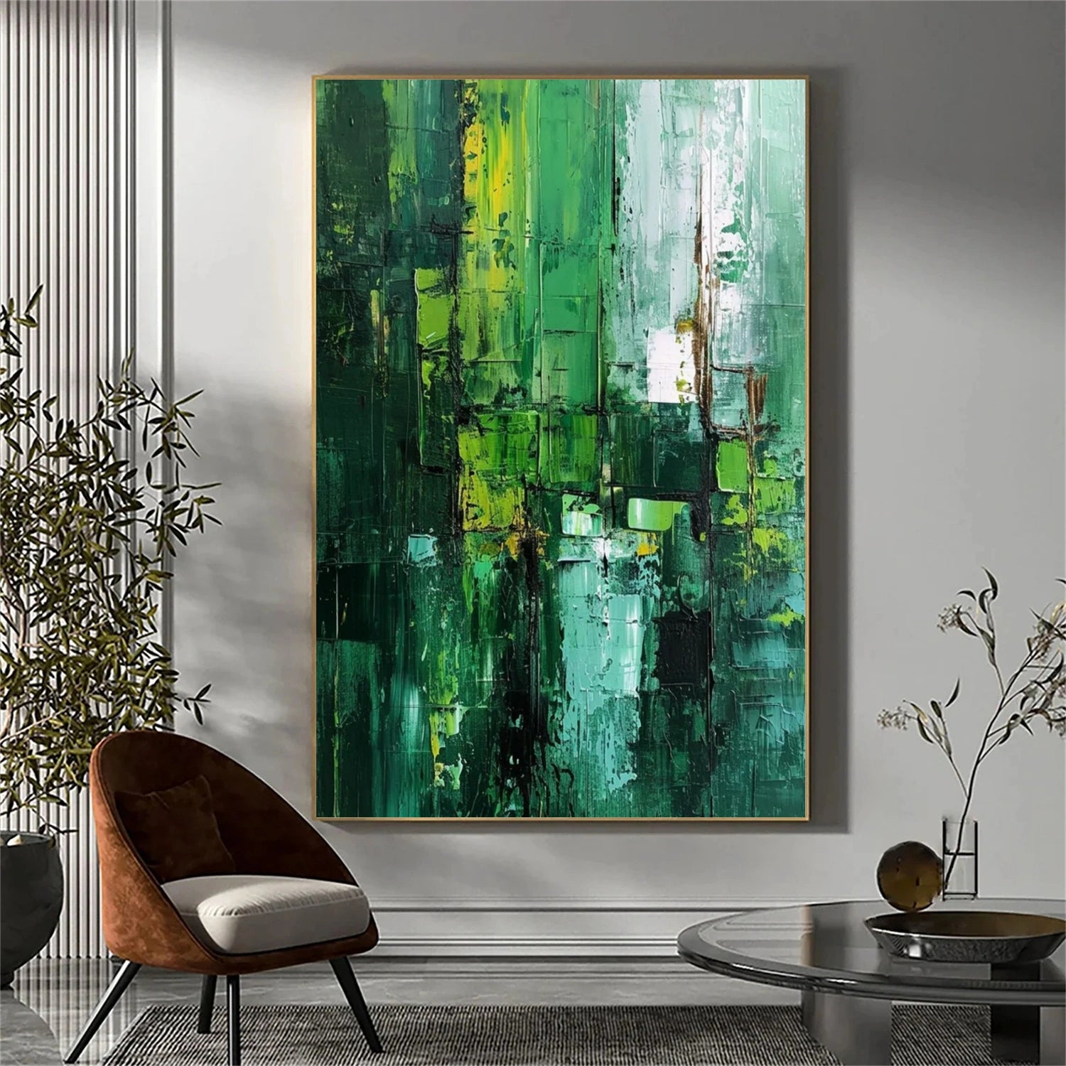 Blue & Green Abstract Wall Art Canvas Print #BG117 - Modern Home Decor for Living Room, Bedroom & Office