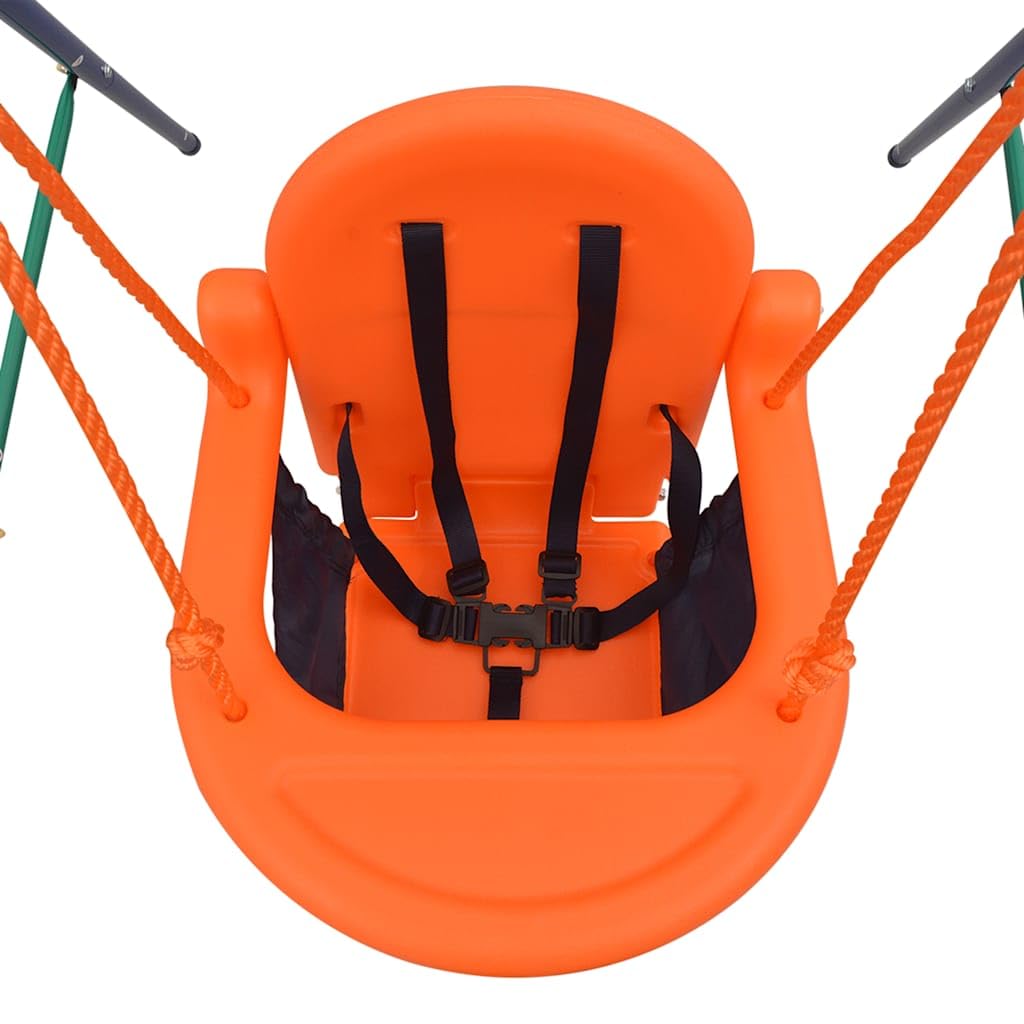 Safe & Fun Orange Toddler Swing Set with Adjustable Safety Harness - Perfect for Backyards, Parks & Indoor Play Areas