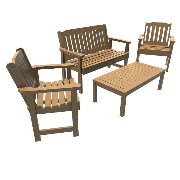 Lehigh 5-Piece Outdoor Garden Conversation Set - Patio Furniture with Cushions for Backyard, Deck, or Poolside Relaxation