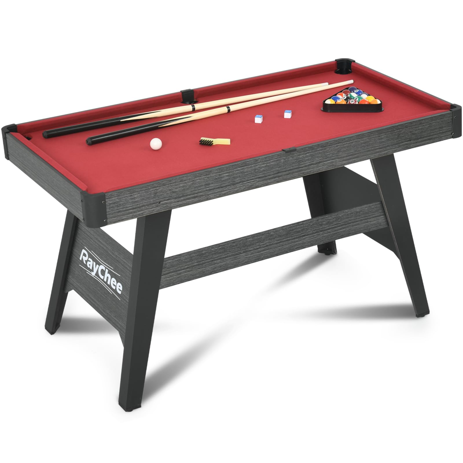 4.5Ft Portable Pool Table for Kids & Adults - Mini Billiards Game Set with 2 Cue Sticks, Balls, Triangle, Chalk & Brush - Perfect for Family Game Nights, Home Bars, Game Rooms & Indoor Recreation