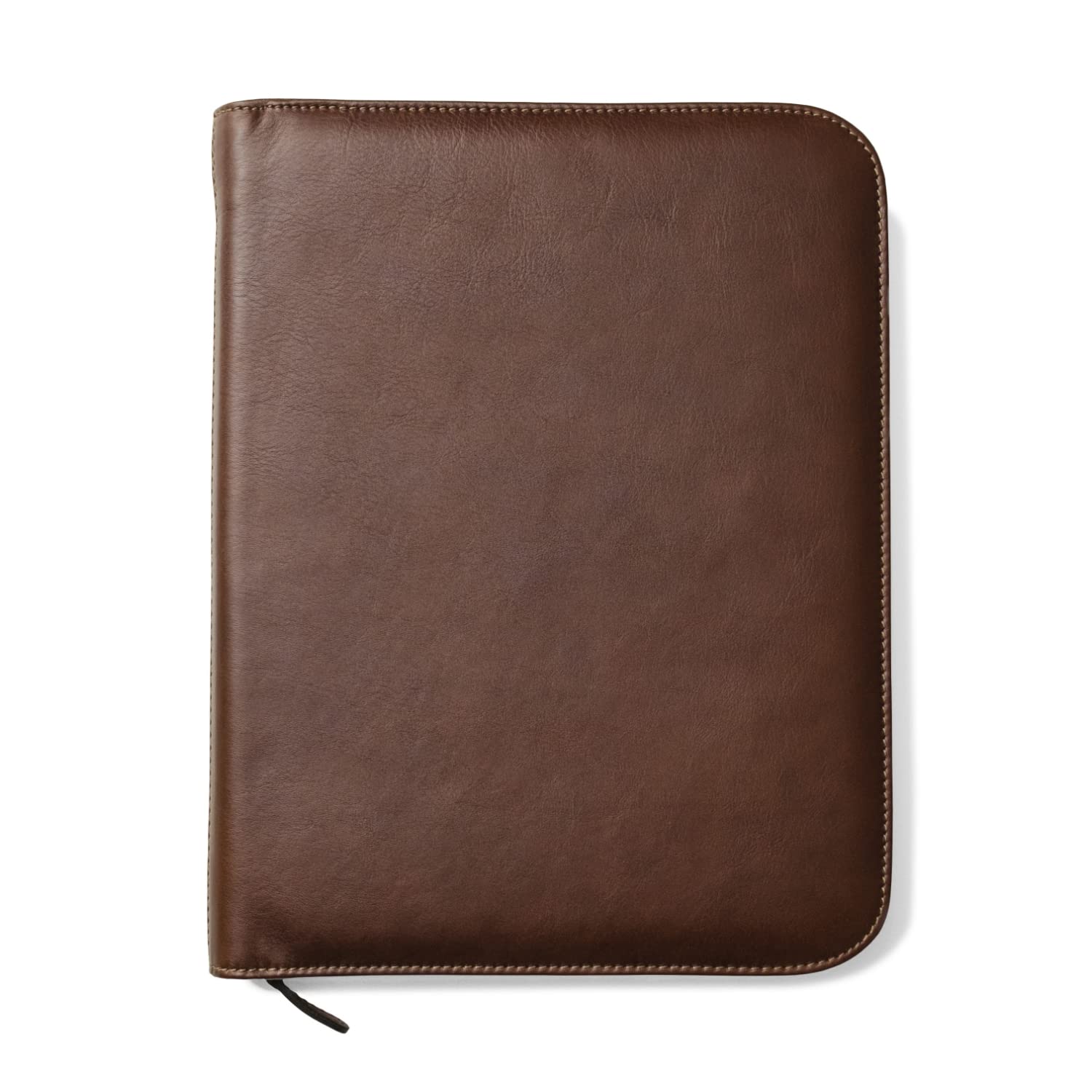 Premium Italian Leather Portfolio Padfolio for Professionals - Personalized Monogram Zippered Executive Folio for Men & Women - Document Organizer with Laptop Sleeve & iPad Case - Perfect for Business Meetings, Office Work & Travel - Made in Italy (Brown)