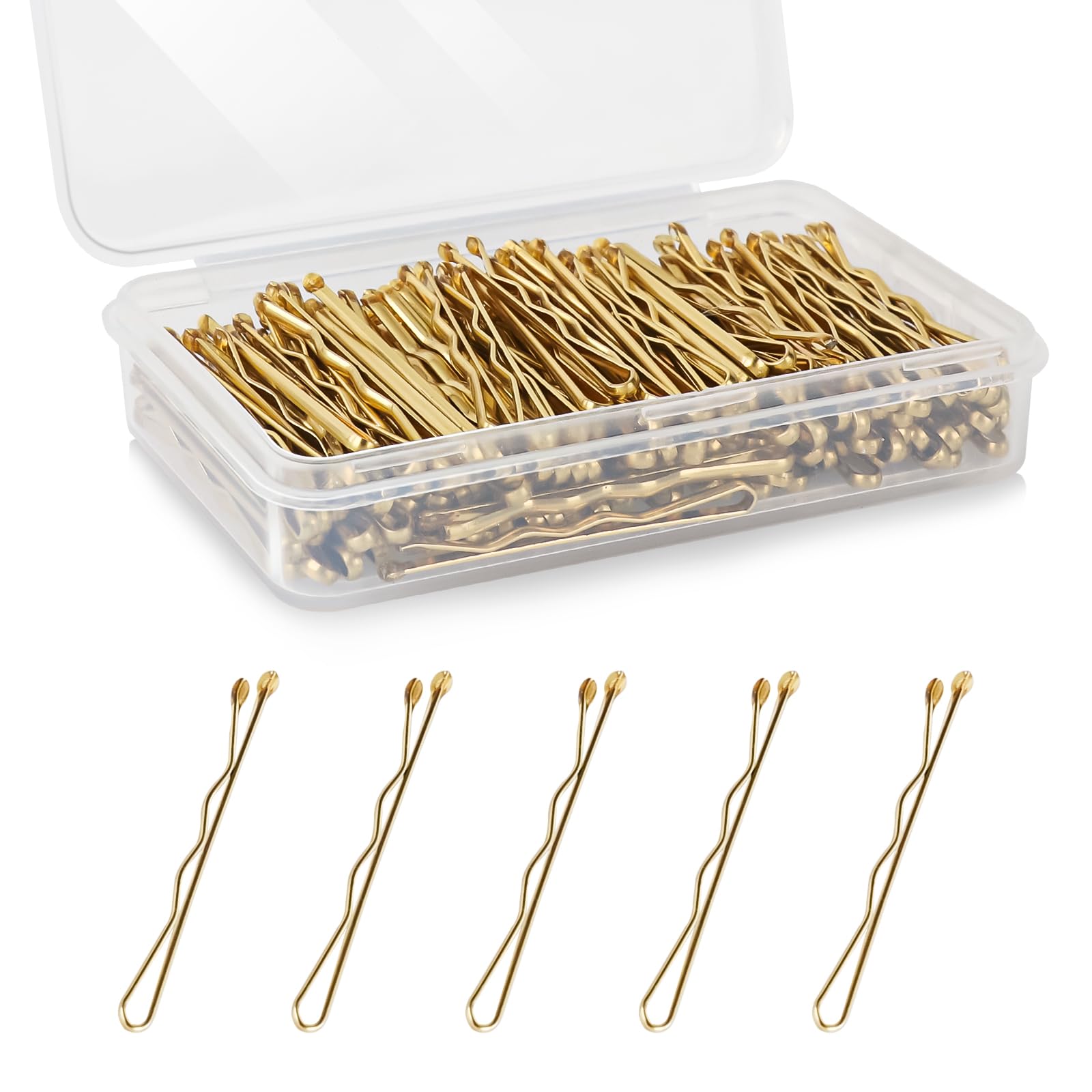 Mini Gold Bobby Pins - 150 Count 1.38 Inch Small Hair Pins with Storage Box for Kids, Girls & Women | Premium Hair Accessories for All Hair Types (Blonde, Brown, Black) | Perfect for School, Parties, Weddings & Everyday Hairstyles