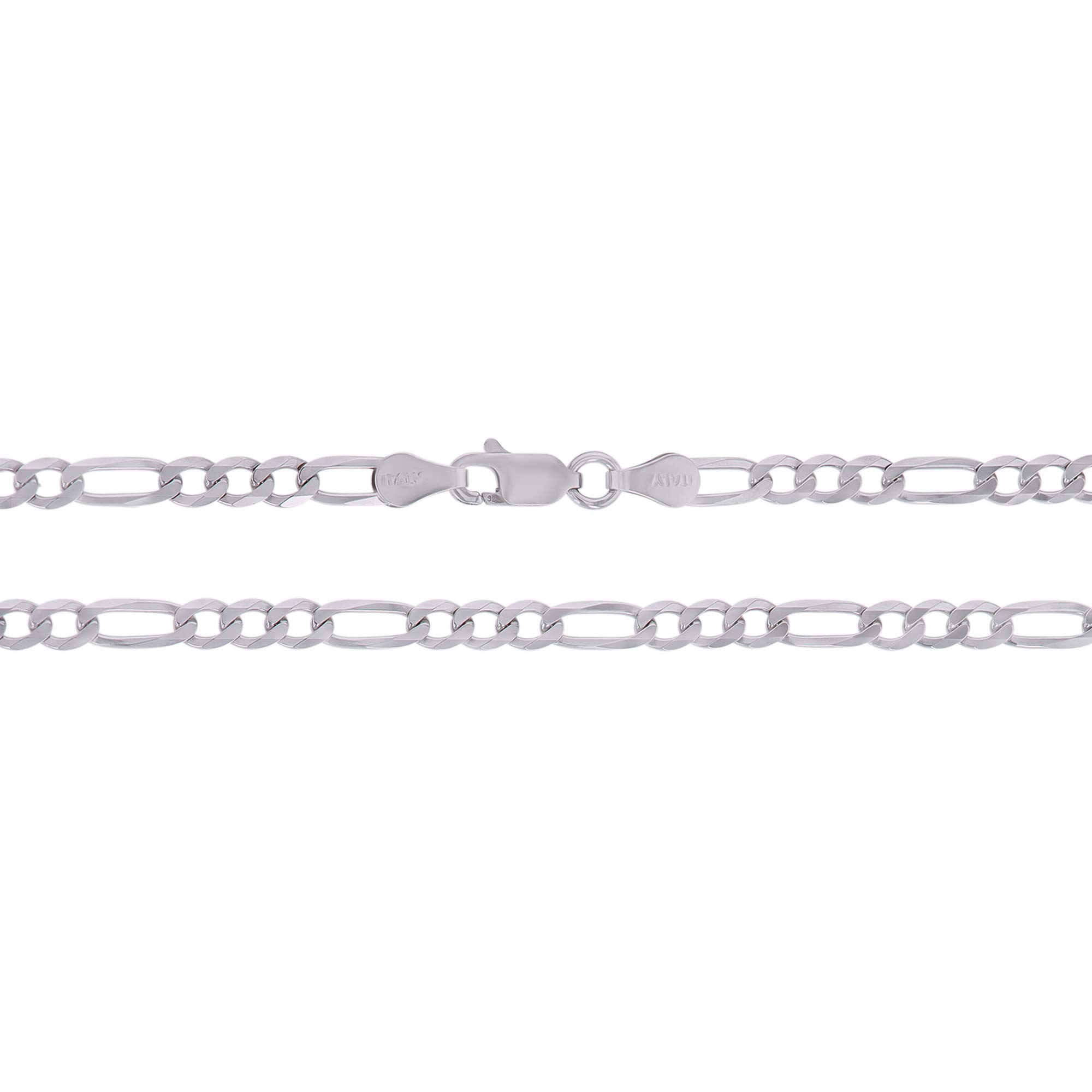 14K Gold or Rhodium Plated Sterling Silver Figaro Chain Necklace for Men | 1mm-13mm Thickness | Solid 925 Italian Jewelry | Gift for Him, Wedding, Anniversary & Everyday Wear