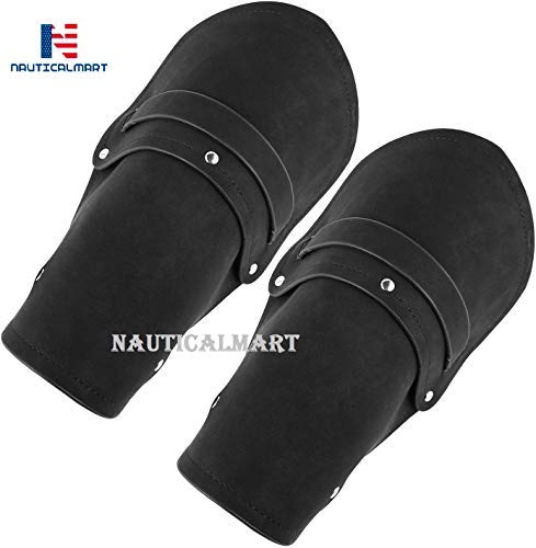 Medieval Leather Gauntlet Bracers - 2 Pcs Black Armor Cuffs for LARP, Cosplay & Renaissance Fairs | Wide Wrist Armor for Costumes & Historical Reenactments