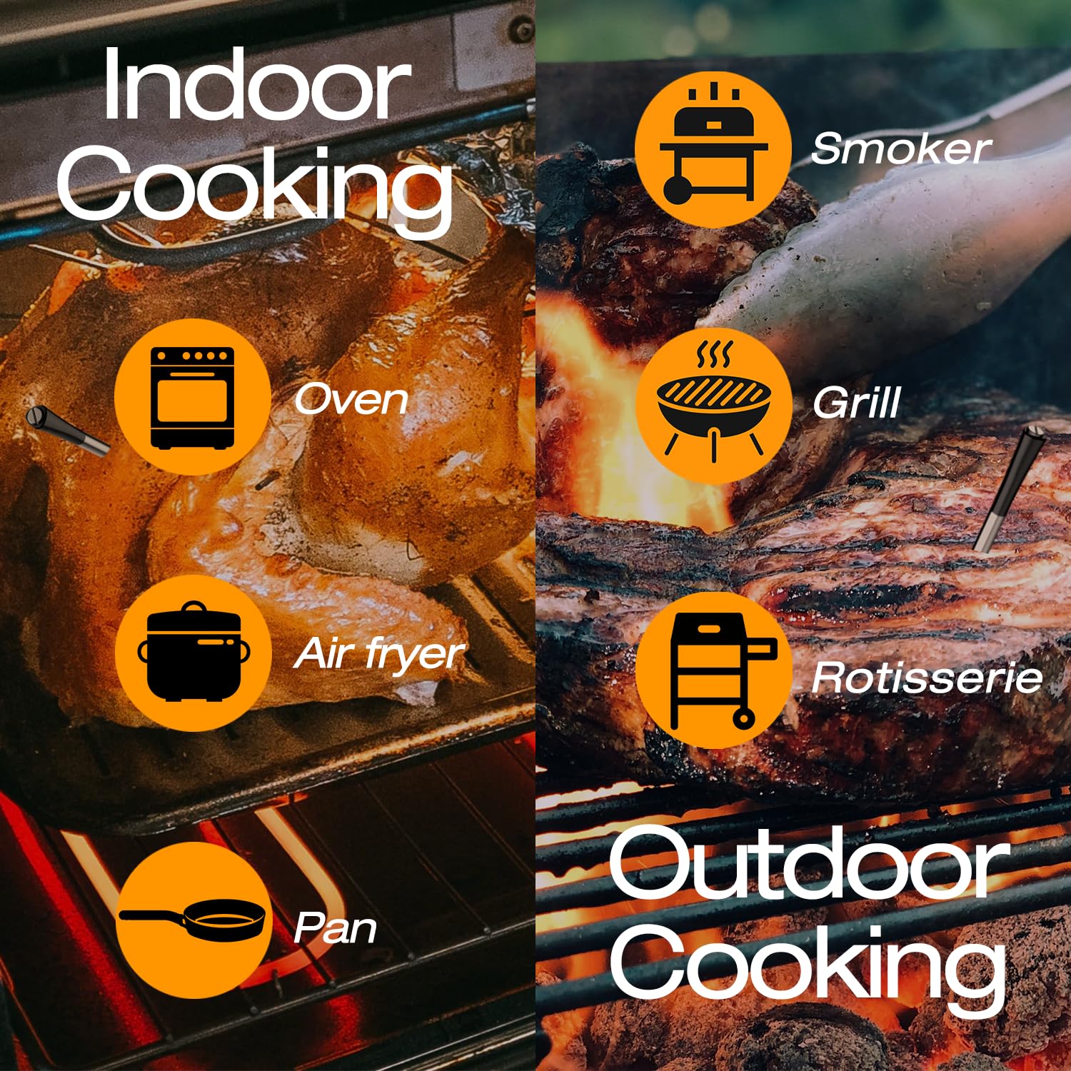 800FT Smart Wireless Meat Thermometer with 5.5mm Ultra-Thin Probe - Bluetooth 5.3 Digital Food Thermometer for Grilling, Smoking, Baking & Sous Vide | Perfect for BBQ, Kitchen, Oven & Outdoor Cooking