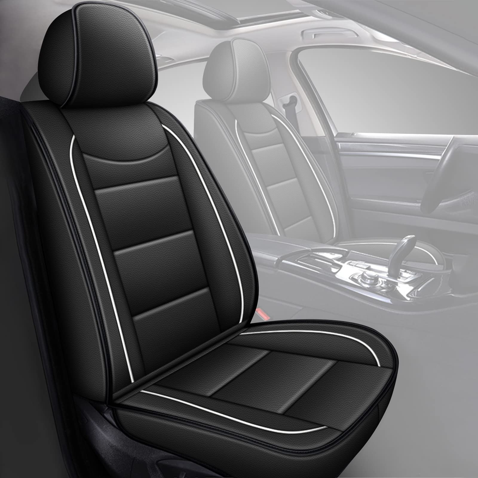 Premium Leather Seat Covers for Toyota Tundra 2003-2013 - Full Set 5-Seat Protection, Airbag Compatible, Breathable & Comfortable Black Car Interior Accessories - Perfect for Daily Commutes, Road Trips & Off-Road Adventures
