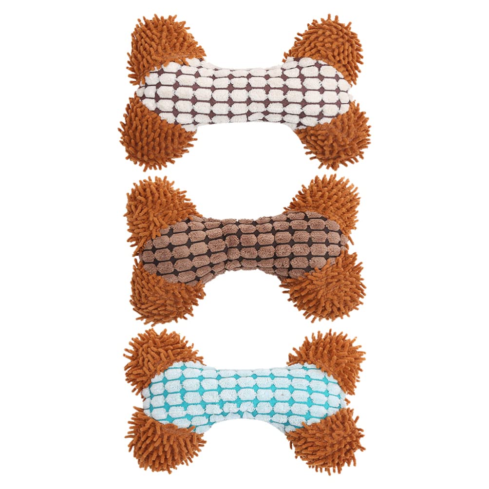 **POPETPOP 3-Piece Puppy Teething Chew Toys - Plush Bone Shape Dog Chew Toys for Puppies, Molar Cleaning & Interactive Training - Soft & Safe Pet Supplies for Teething Puppies - Perfect for Playtime & Dental Care**