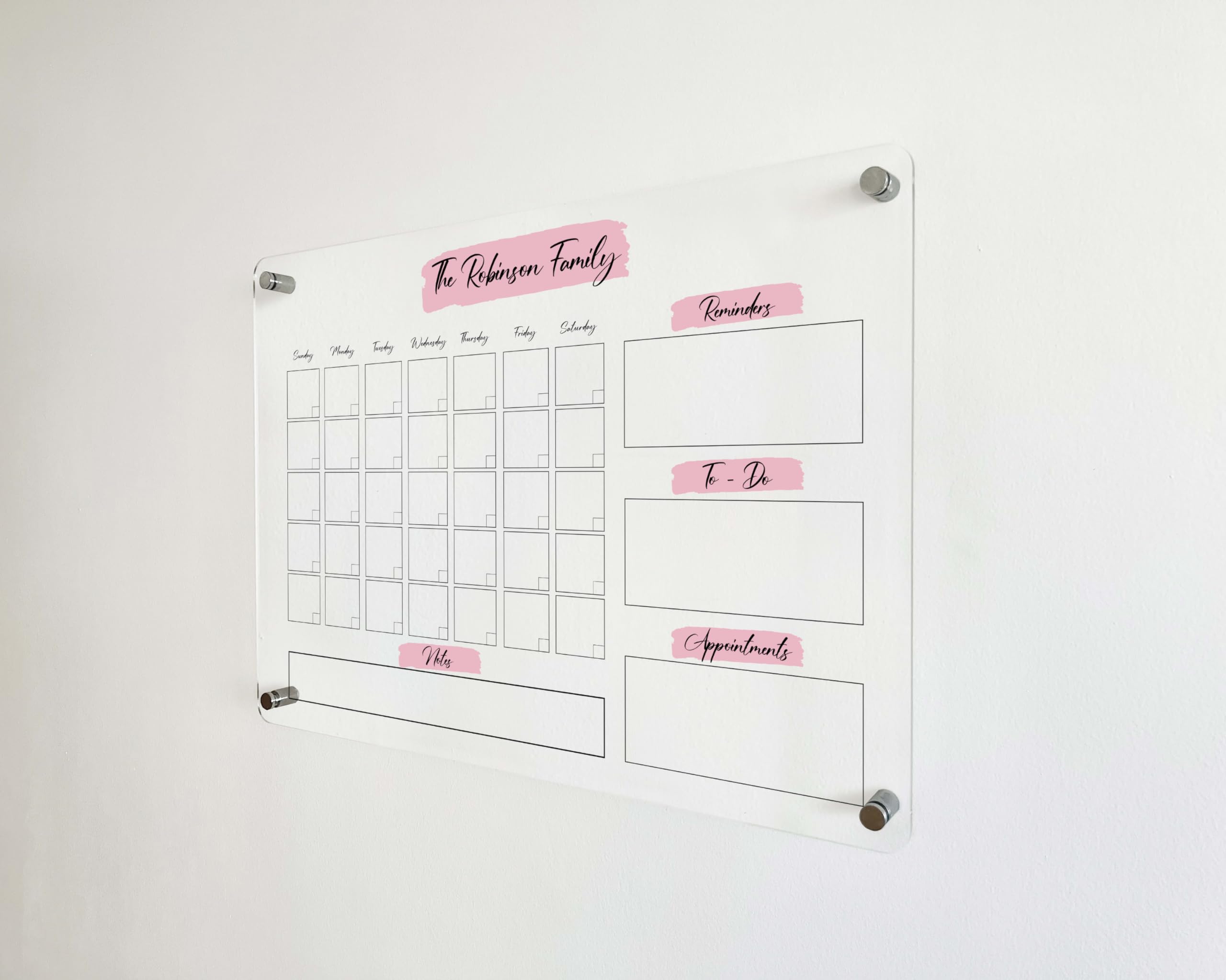 Personalized Acrylic Family Planner Wall Calendar 2025 - Dry Erase Monthly & Weekly Transparent Calendar for Home, Office & School Organization