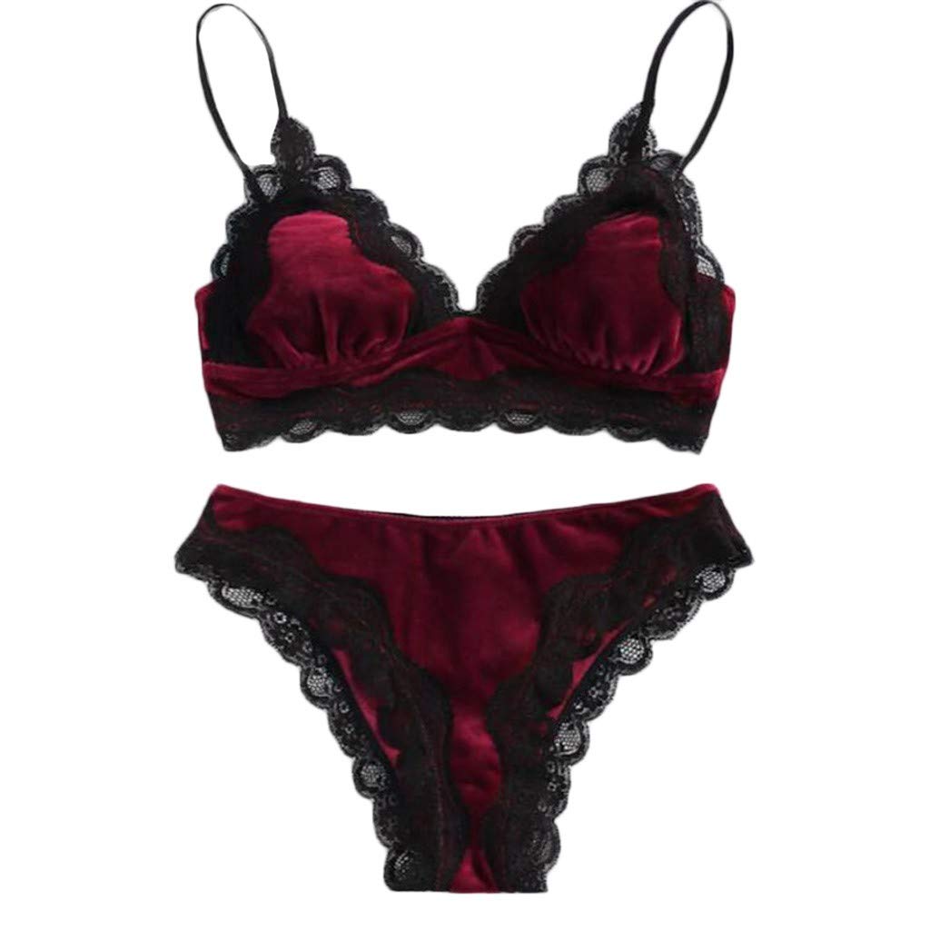 Sexy Lace Pajama Set for Women - Velvet Lingerie with Bodydoll Bra & Stockings (Bulk, Red) | Perfect for Valentine's Day, Boudoir Photos & Romantic Nights