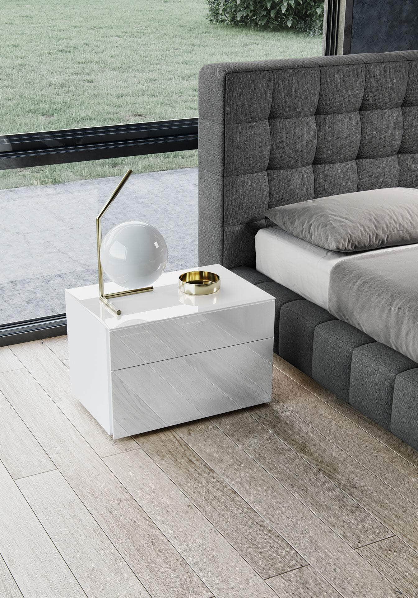 Thompson Square Tufted Fabric Platform Bed - Queen & King Size, Gray & Navy Blue - Modern Upholstered Bed Frame for Master Bedroom & Guest Room