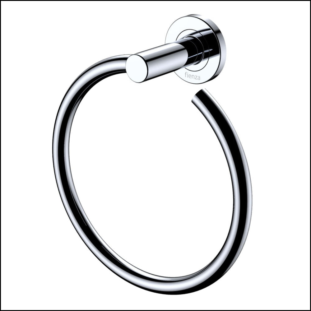 Fienza Kaya Chrome Hand Towel Ring 82802 - Bathroom & Kitchen Towel Holder for Modern Home Decor