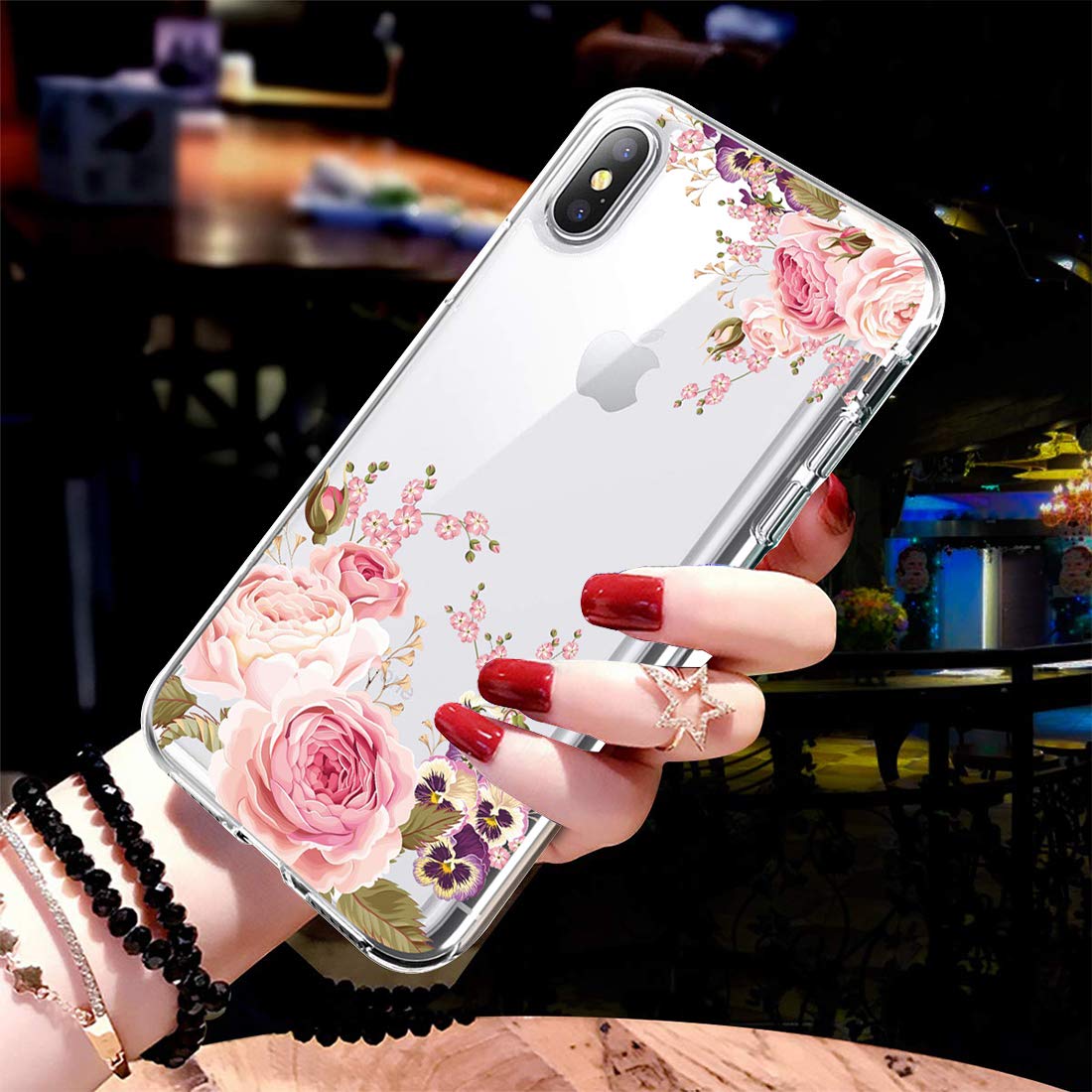 Slim Shockproof Clear Floral TPU Phone Case for iPhone Xs (2018) / iPhone X (2017) 5.8