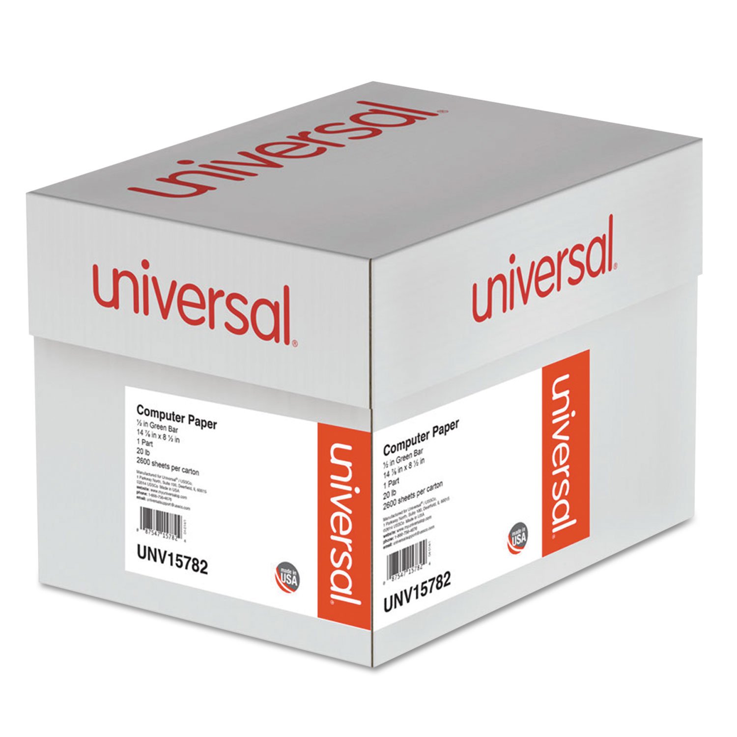 UNV15782 - Premium Green Bar Computer Paper for Accounting & Bookkeeping | Eco-Friendly Continuous Feed Paper for Dot Matrix Printers | Ideal for Financial Reports, Invoices & Office Use