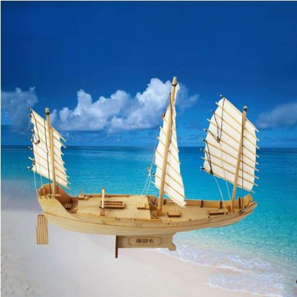JHSHENGSHI 1/148 Scale Wooden Sailboat Model - Handcrafted DIY Sailing Ship Decor for Living Room, Office & Gifts - Perfect for Home Decoration, Nautical Theme Parties & Collectors