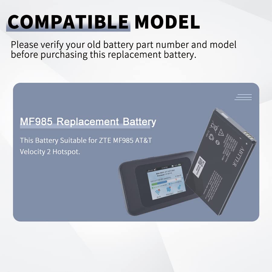 MF985 Replacement Battery - Upgraded 3200mAh Lithium Battery for AT&T Velocity 2 Hotspot | Long-Lasting Power for Travel, Remote Work & Mobile Internet Access