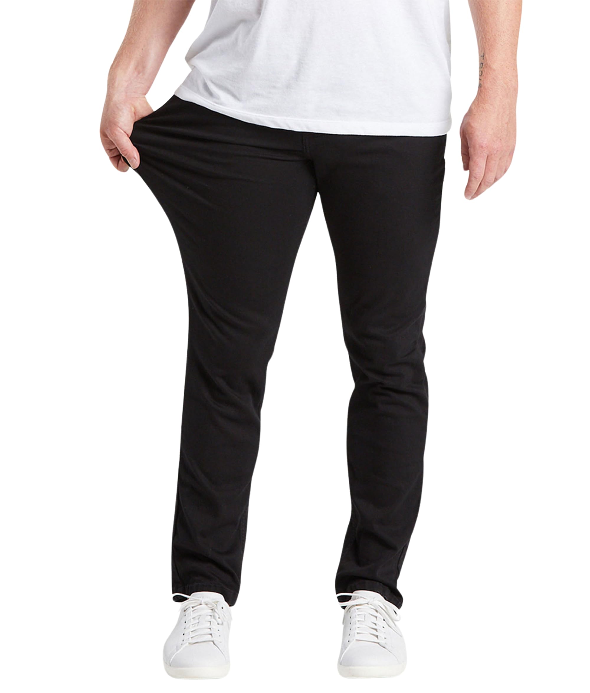 Mugsy Squid Inks Men's Classic Fit Black Denim Jeans - Stretch Comfortable & Flexible Pants for Everyday Wear - True to Size - Perfect for Casual, Office & Travel Outfits