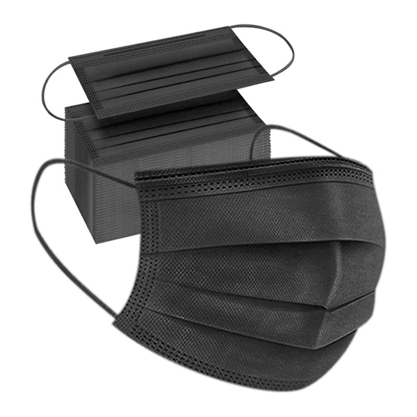 50 Pack Disposable Black Face Masks - 3 Ply Breathable Protection for Daily Use, Travel & Public Safety