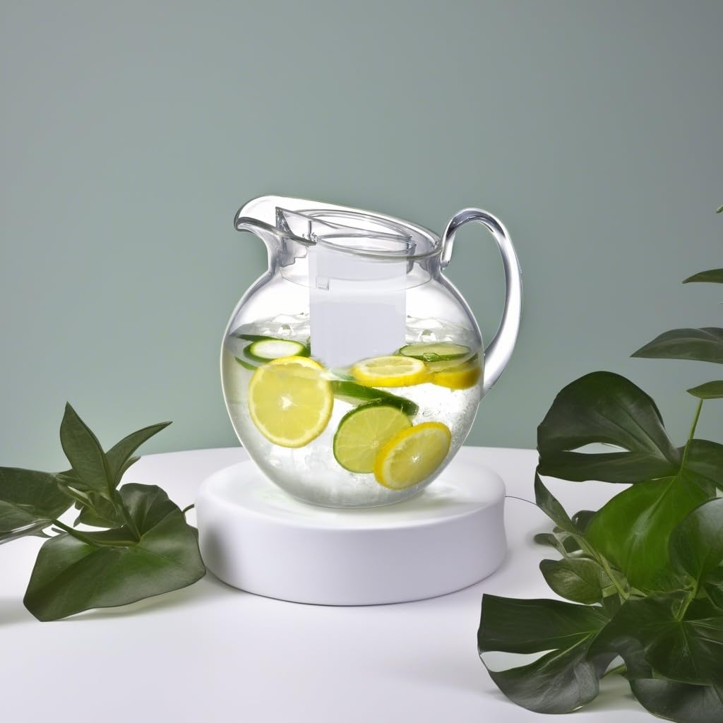 Prodyne 64oz Fruit Infusion Water Pitcher with Lid - Large BPA-Free Glass Pitcher for Iced Tea, Lemonade & Detox Water - Perfect for Parties, BBQs & Healthy Hydration at Home