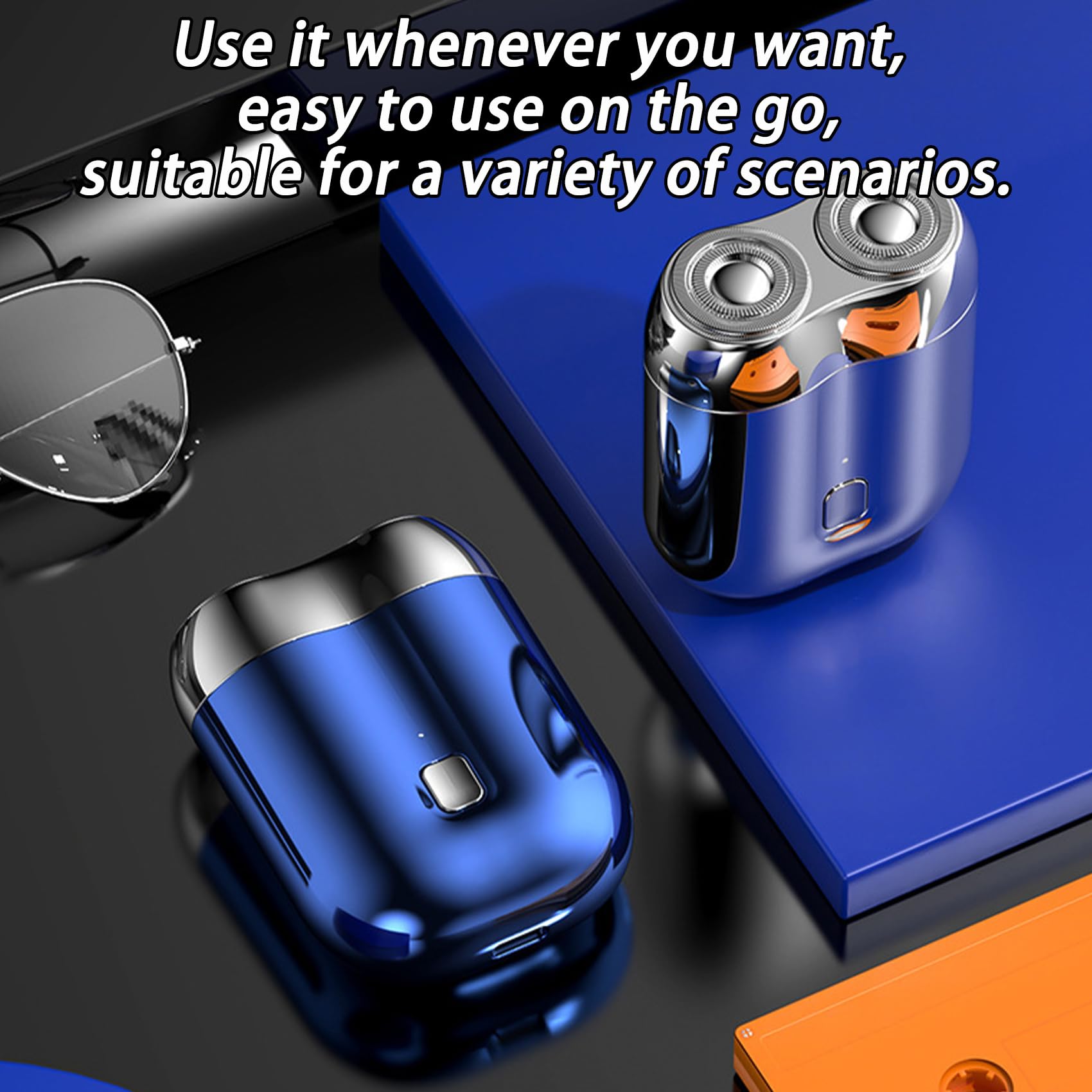 Quatreey Electric Razor for Men - Portable Mini Shaver with Dual Washable Heads, Rechargeable Travel Shaver for Smooth Shaving (Blue & Green) - Perfect for Home, Office & Travel Grooming