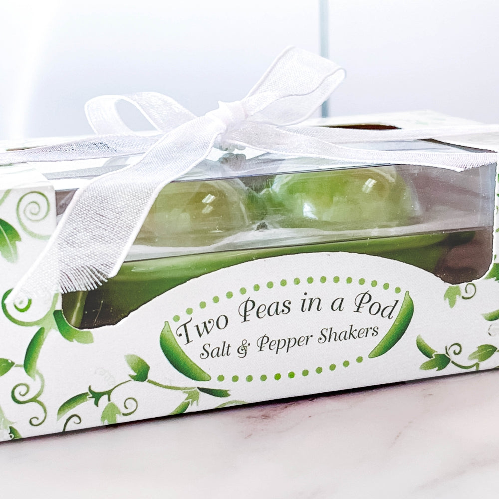 Stylish Two Peas in a Pod Ceramic Salt and Pepper Shakers Set of 4 - Perfect for Kitchen, Dining Table, and Gift Giving