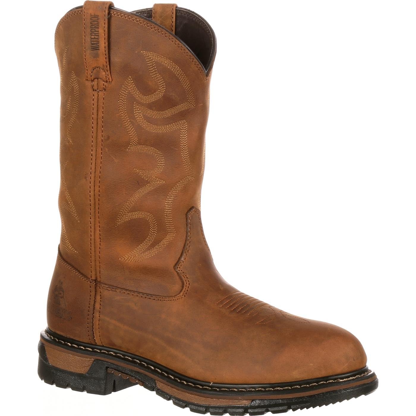ROCKY Men's Original Ride Branson 11 Inch Waterproof Work Boots - Brown Safety Shoes for Construction, Hiking & Outdoor Work