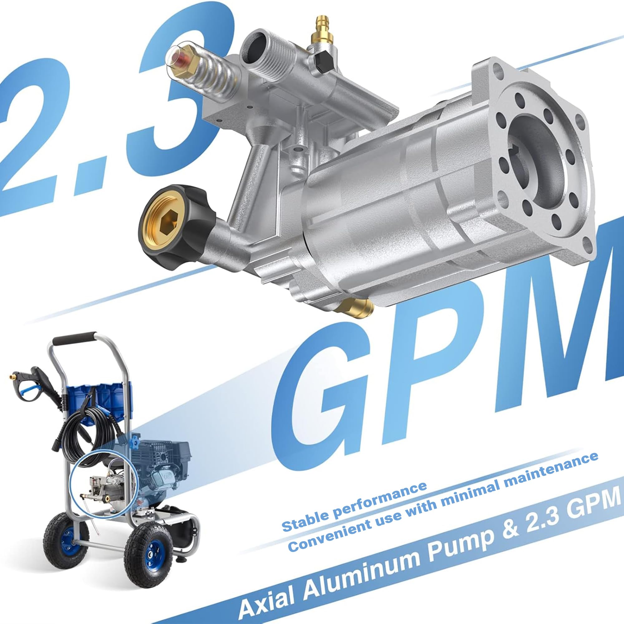 3500PSI Gas Pressure Washer - 2.3GPM Gas Powered High Pressure Cleaner with 209CC Engine, 4 Adjustable Nozzles & 25ft Hose - Ideal for Home, Driveway, Deck, Fence, Patio, Car Washing & Outdoor Cleaning (Blue)